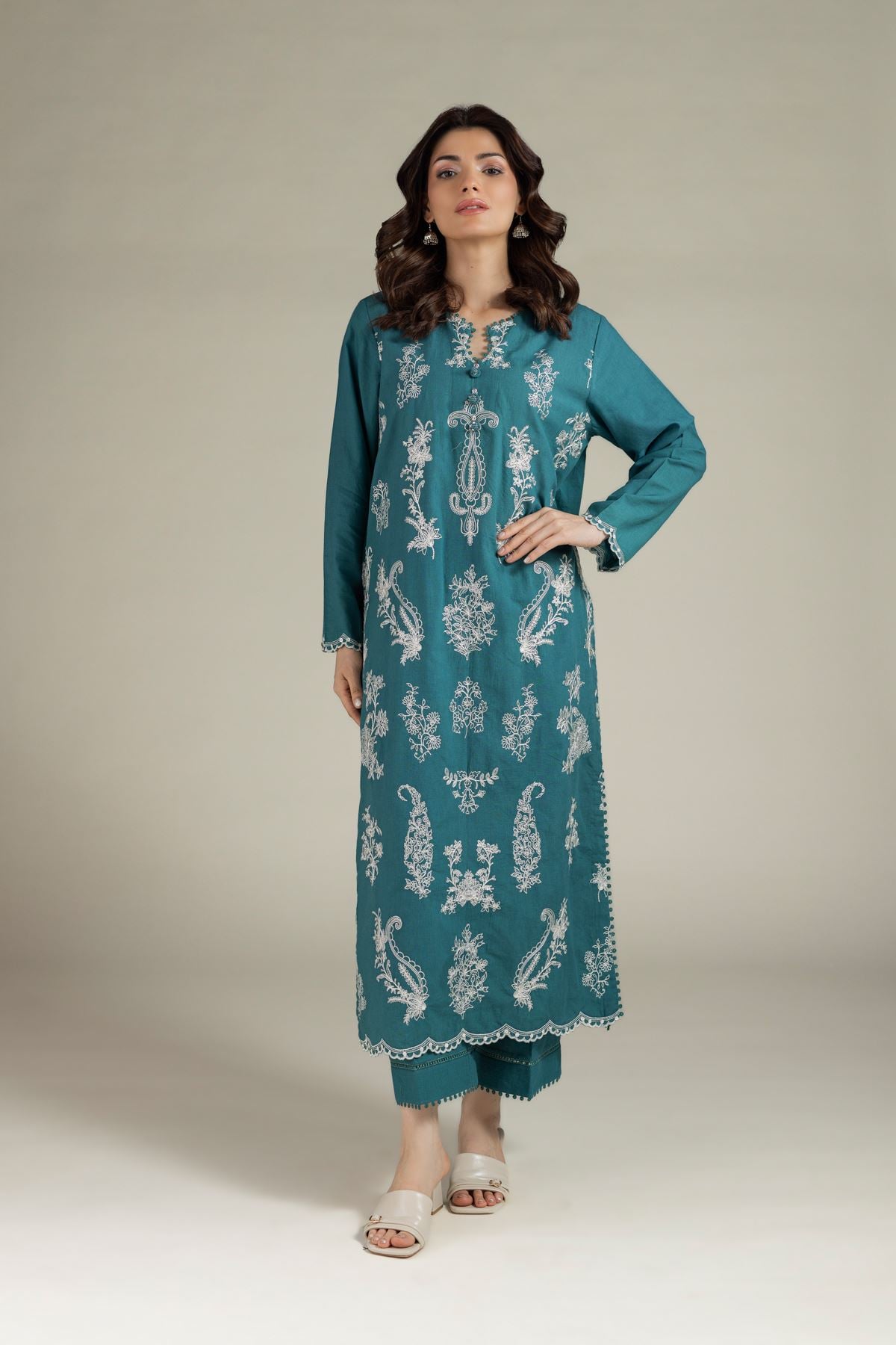 Embroidered Cambric Fabrics 2 Piece | Top and Bottom - A22-26-109FB1-VG