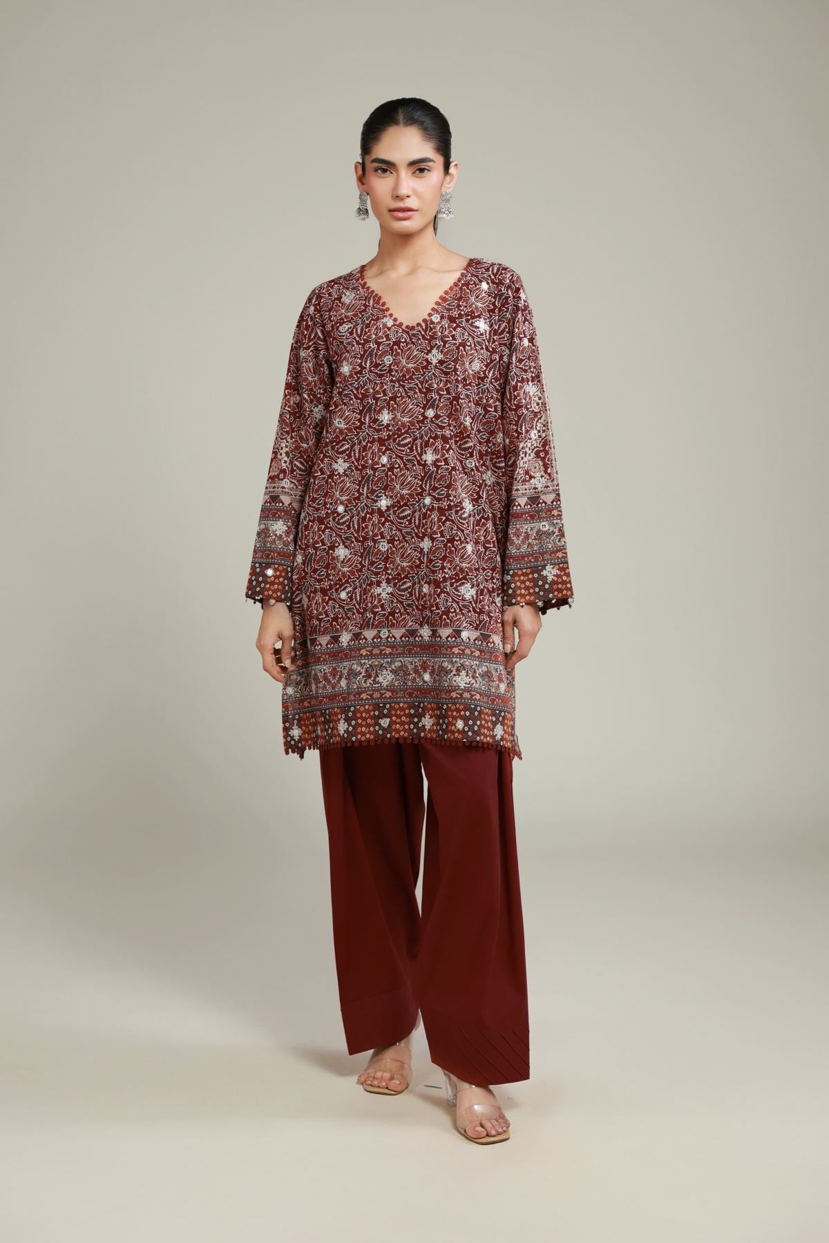 Embroidered Messuri Fabrics 2 Piece | Top and Bottom - A112-26-107EC1-VG