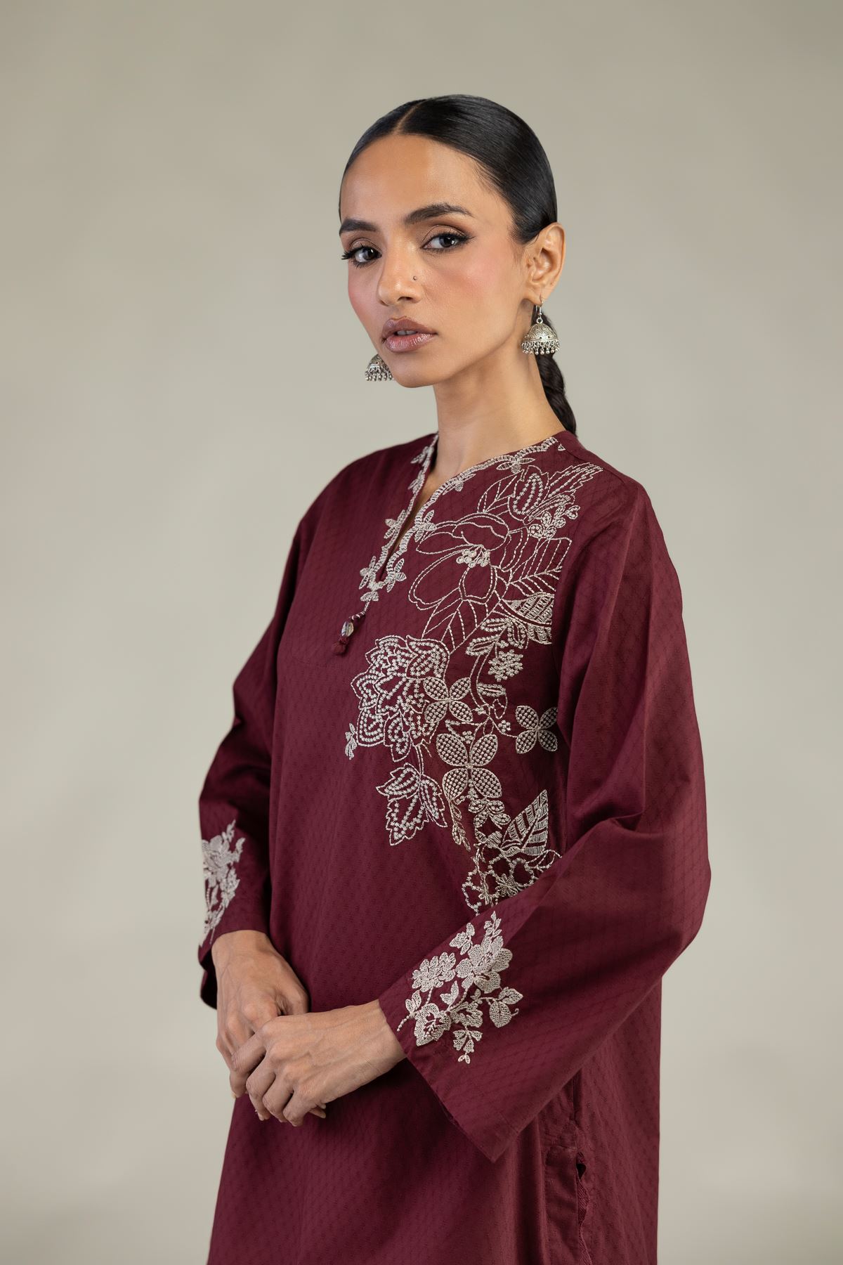 Embroidered Cotton Dobby Floral Cotton Kurta - 1-26-325-A-I1-VG