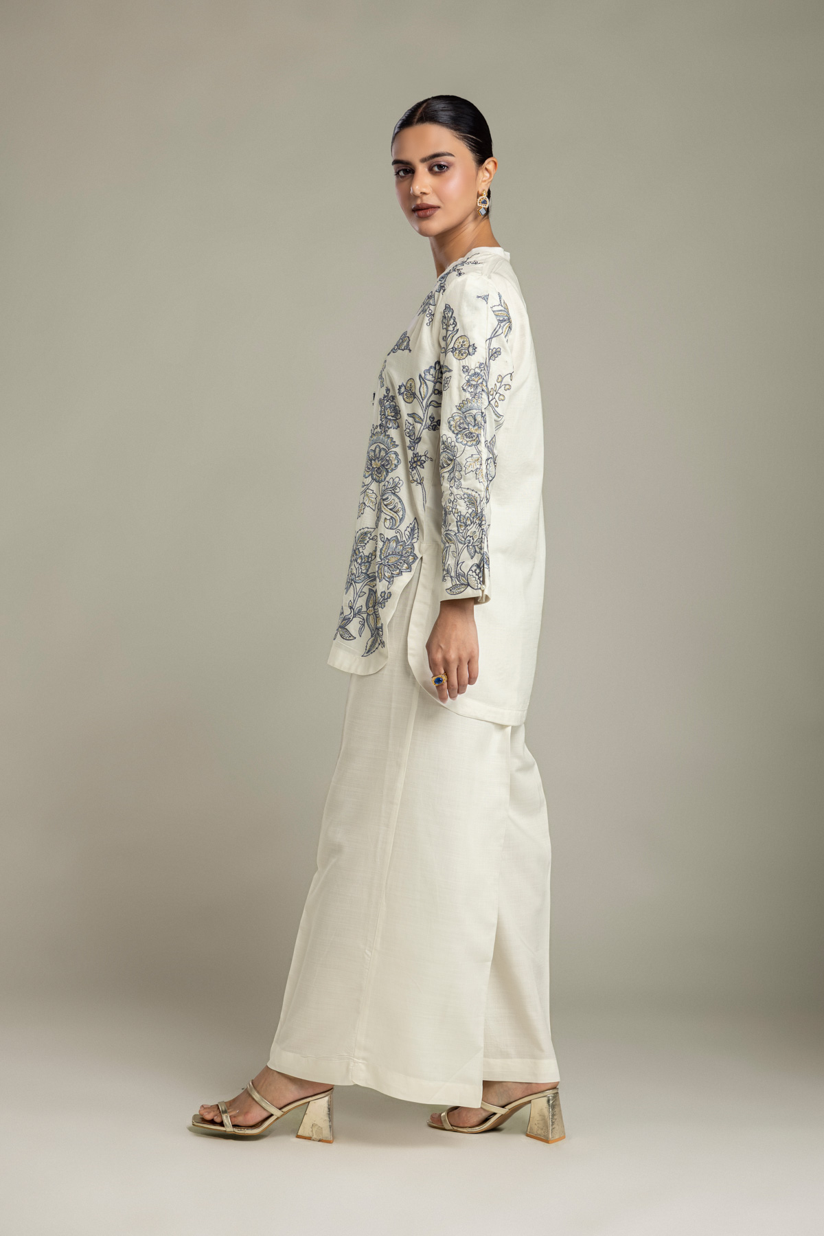 Embroidered Raw Silk Raw Silk Pants - 2-26-418-A-F1-VG