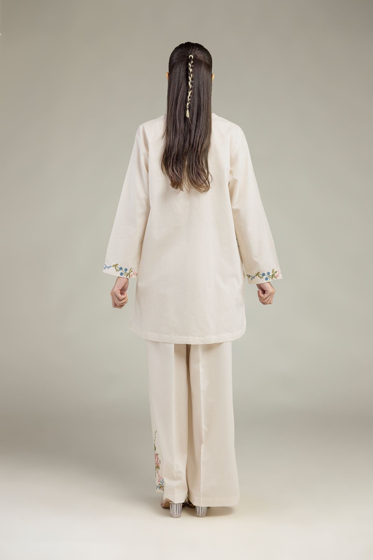 Embroidered Cotton Dobby Cotton V-Neck Kurta - 1-26-203-A-C1-VG