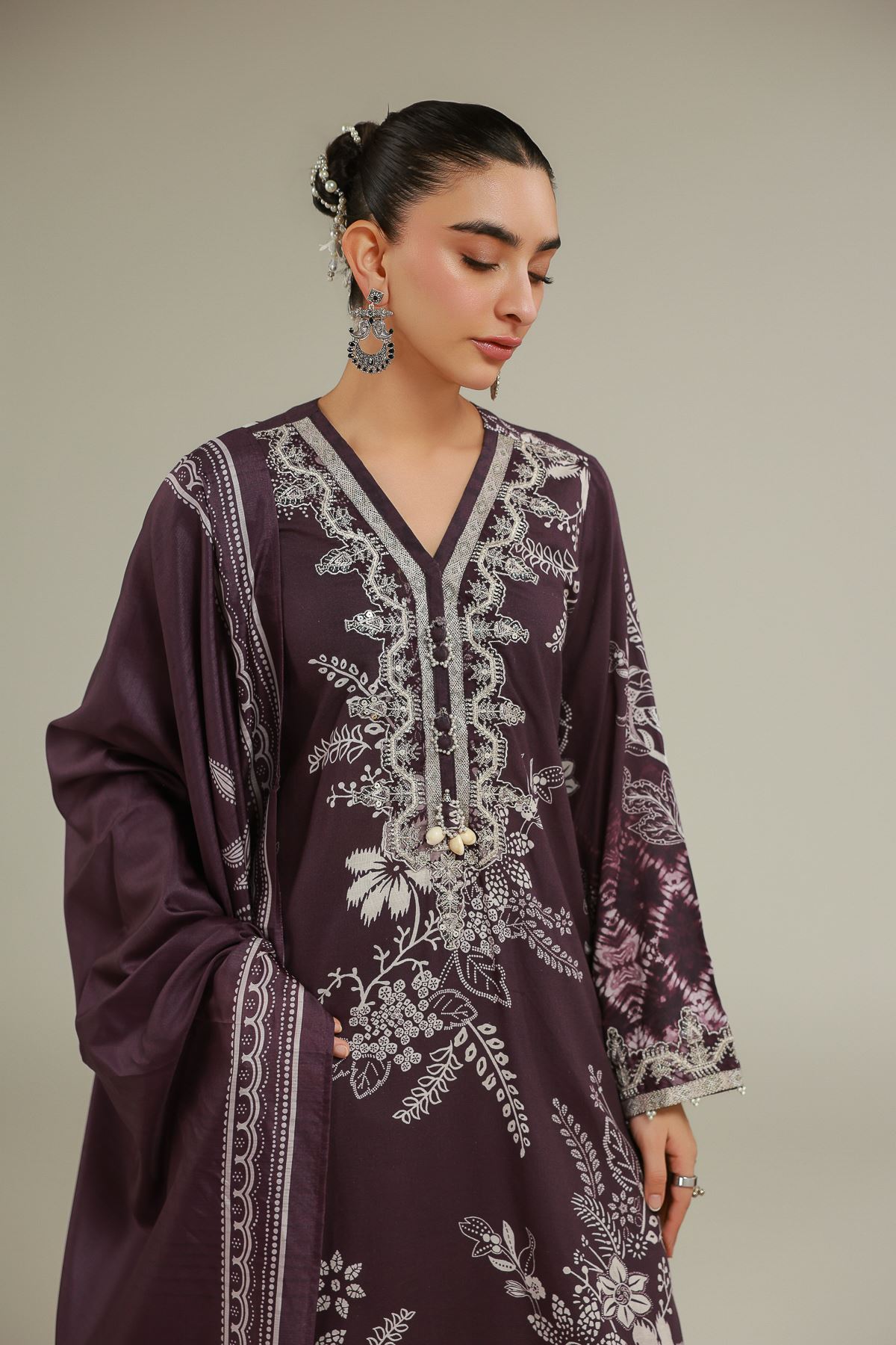 Embroidered Polyester Silk Floral All-Season Dupatta - 2-26-102-A-B-VG