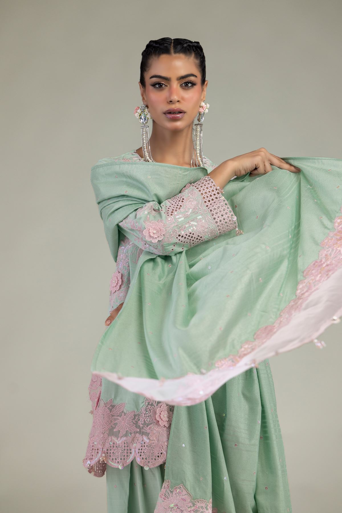 Raw Silk 3-Piece Co-ord Set - 1-26-245-A-I1-VG