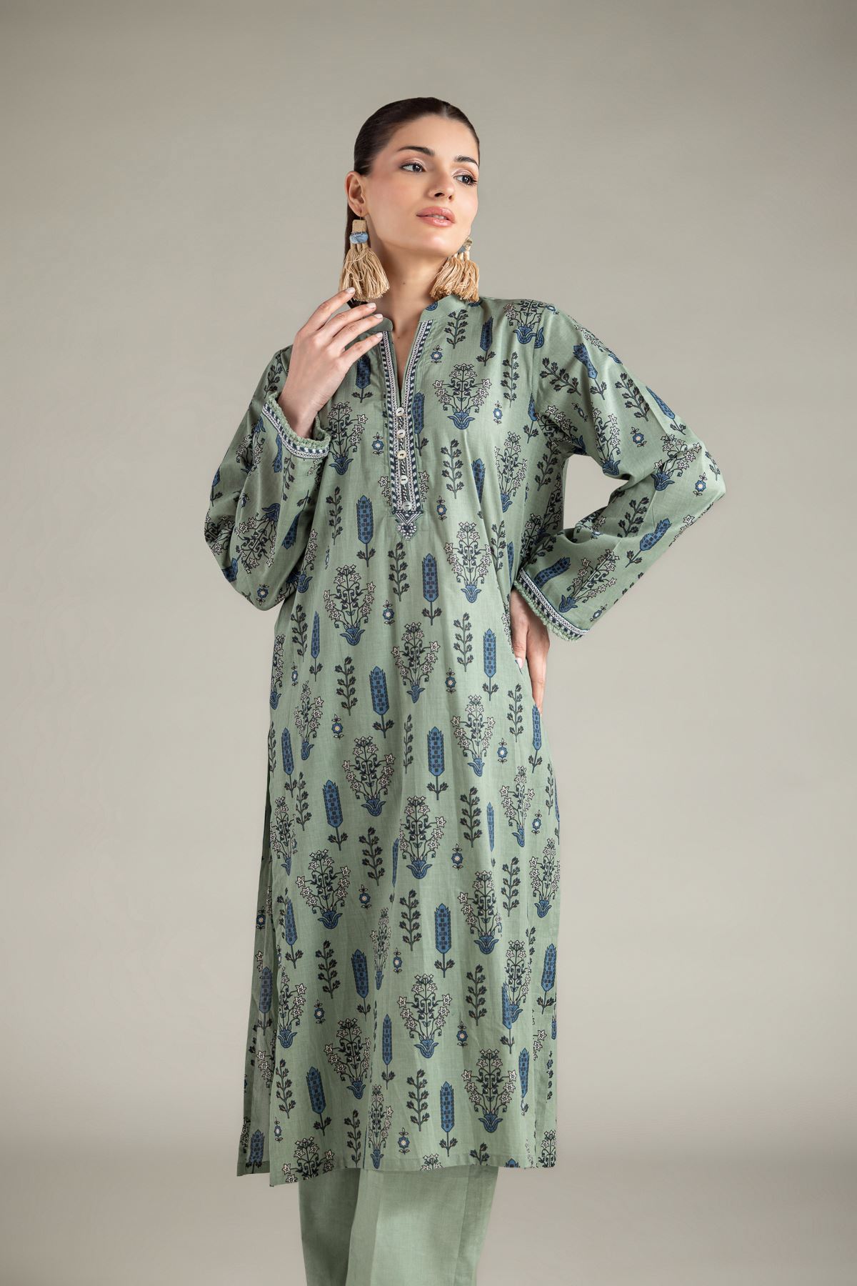 Embroidered Lawn Fabrics 2 Piece | Top and Bottom - A11-26-114FA1-VG