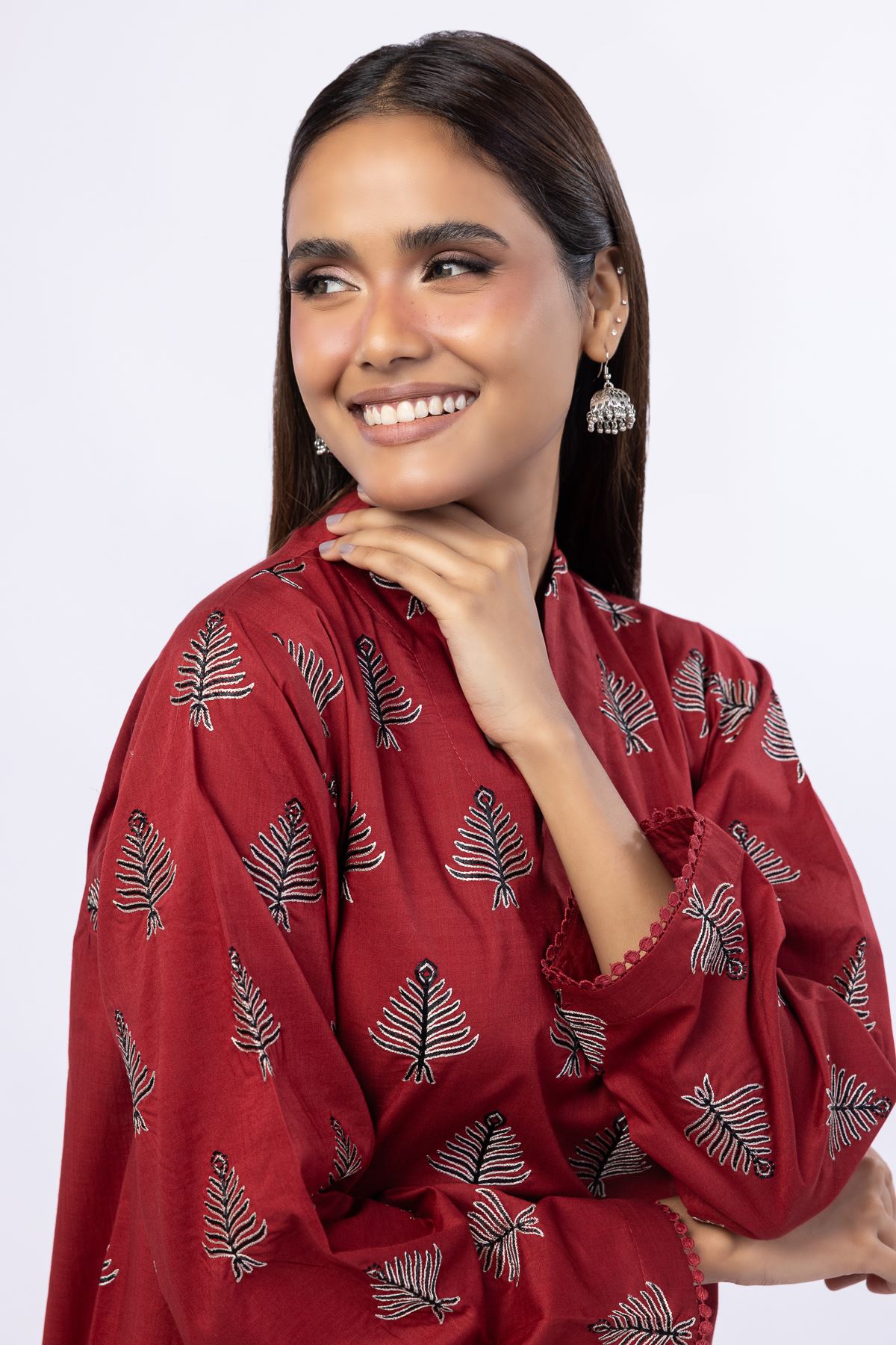 Embroidered Crosshatch Poplin Kurta - 25-07-7E8-11TA-VG