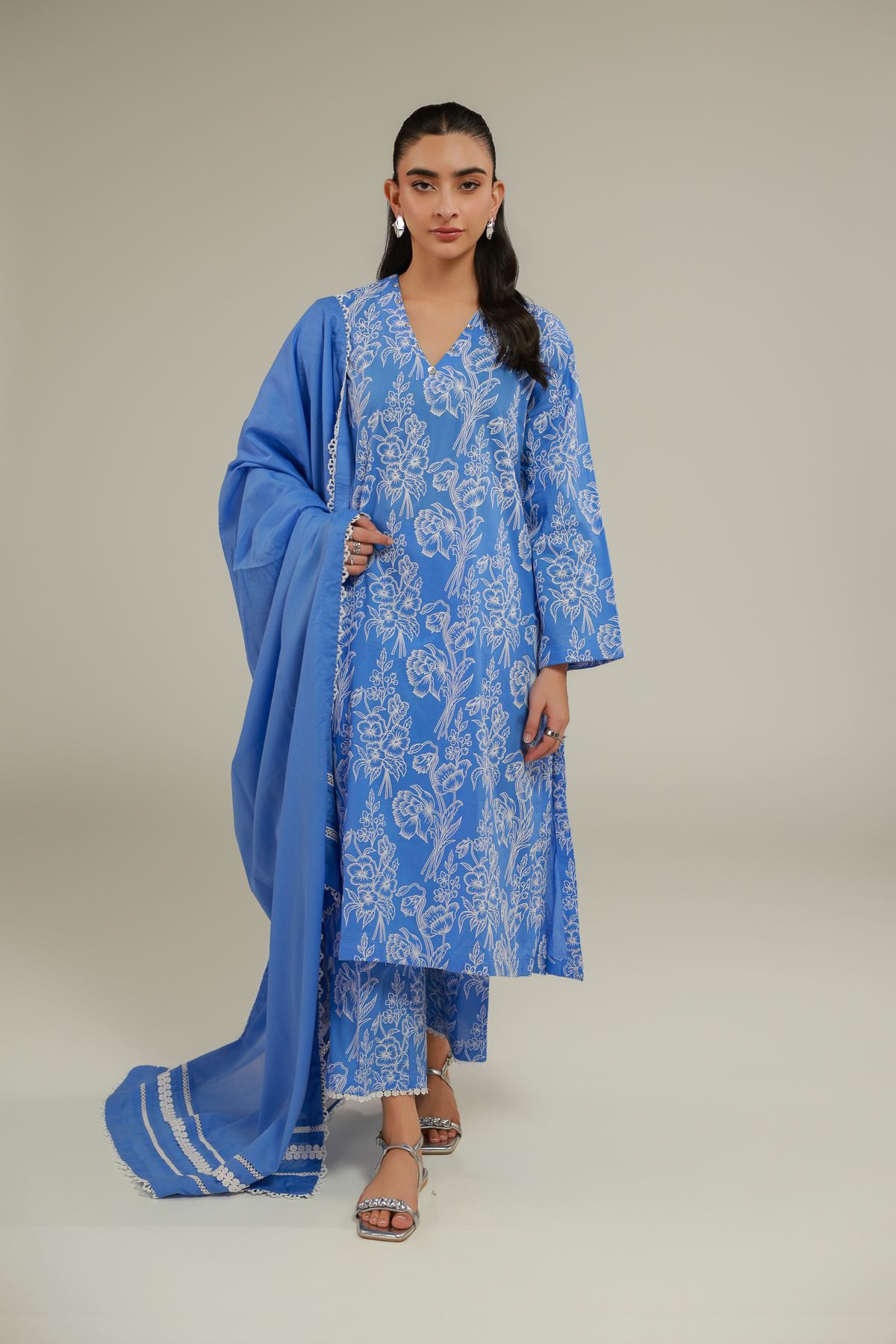 Lawn Blue Lawn Dupatta - 1-26-133-A-D-VG