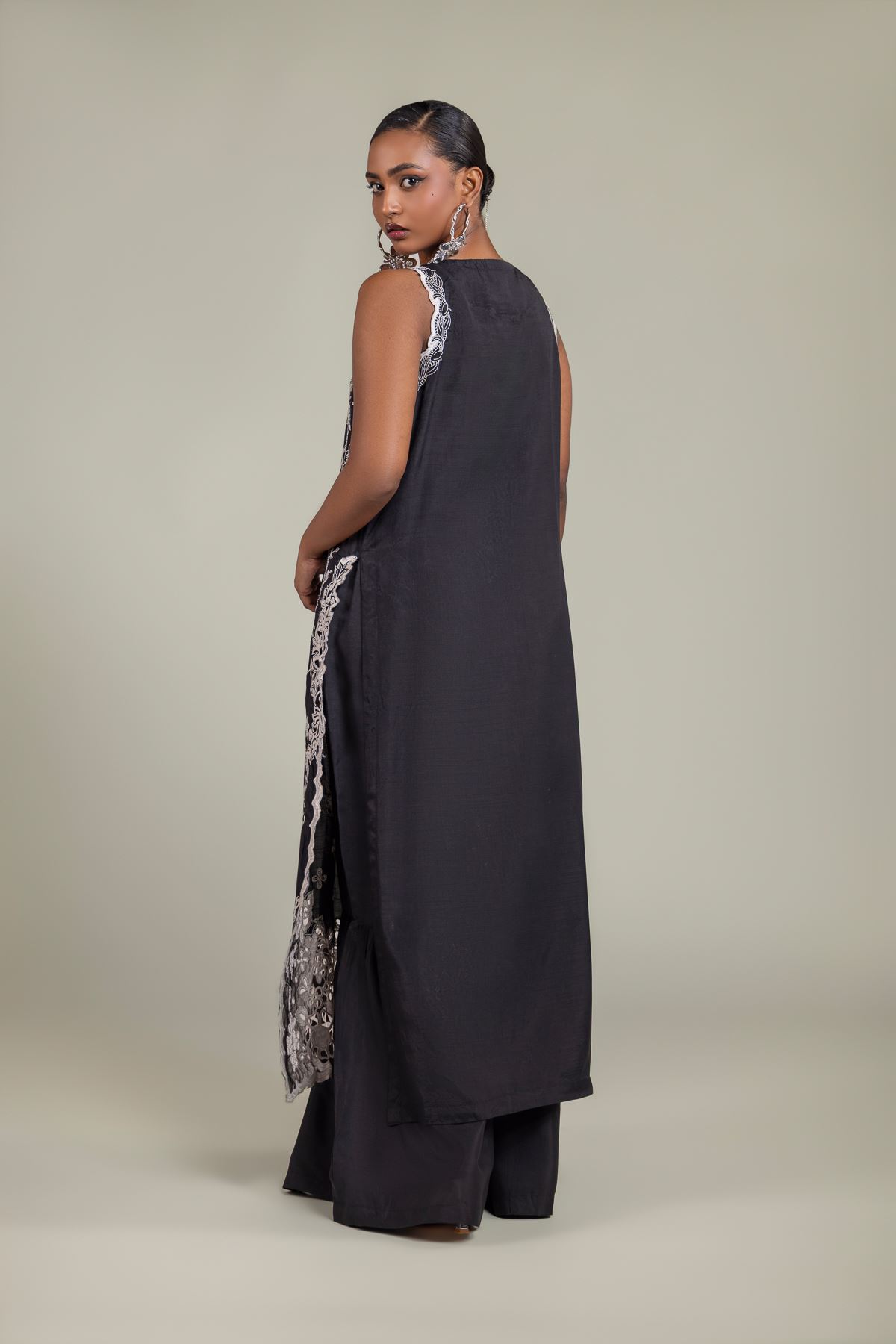 Raw Silk Black Co-ord Set - 1-26-140-A-H-VG