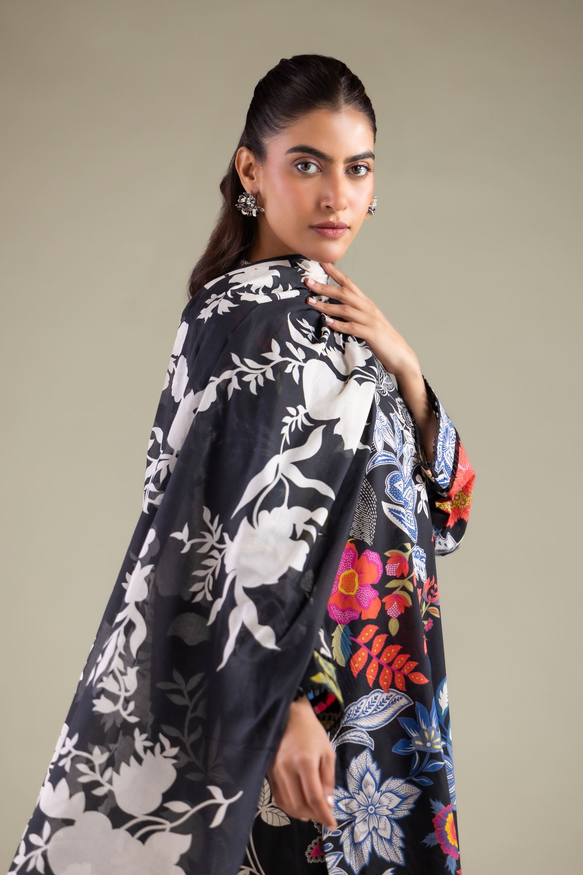 Printed Lawn Floral Summer Dupatta - 1-26-115-A-H-VG