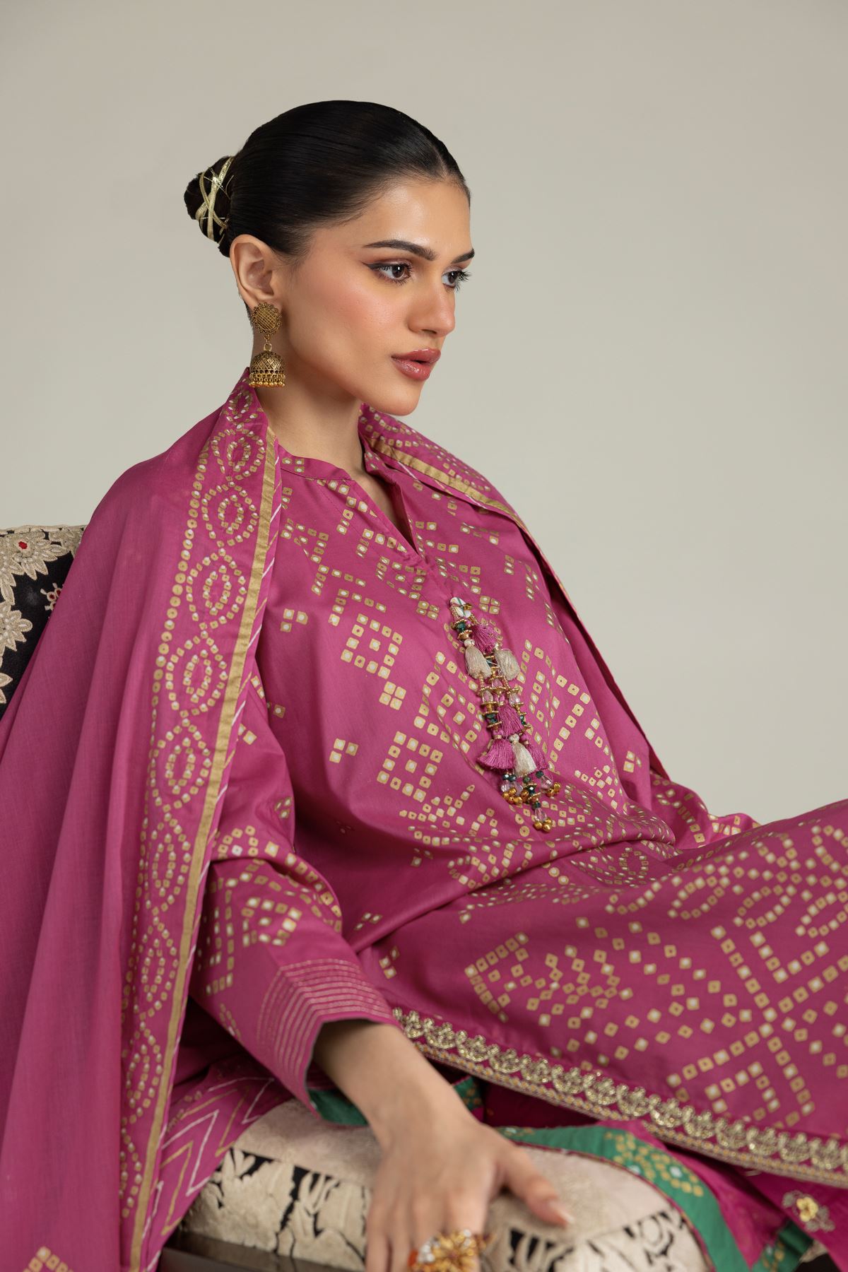 Embroidered Cambric Cambric 3-Piece Co-ord - 2-26-207-A-C1-VG