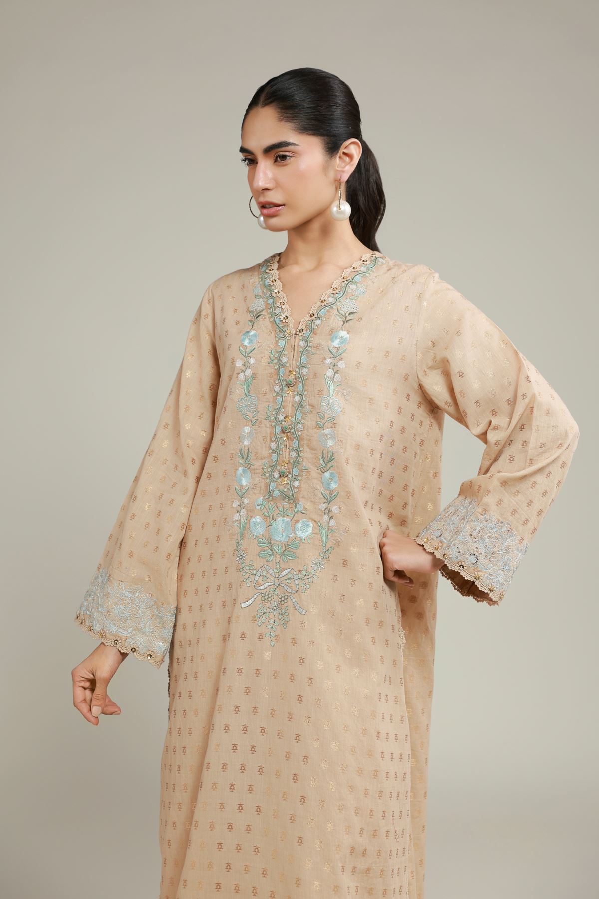Embroidered Jacquard Fabrics 2 Piece | Top and Bottom - A113-26-101EG2-VG