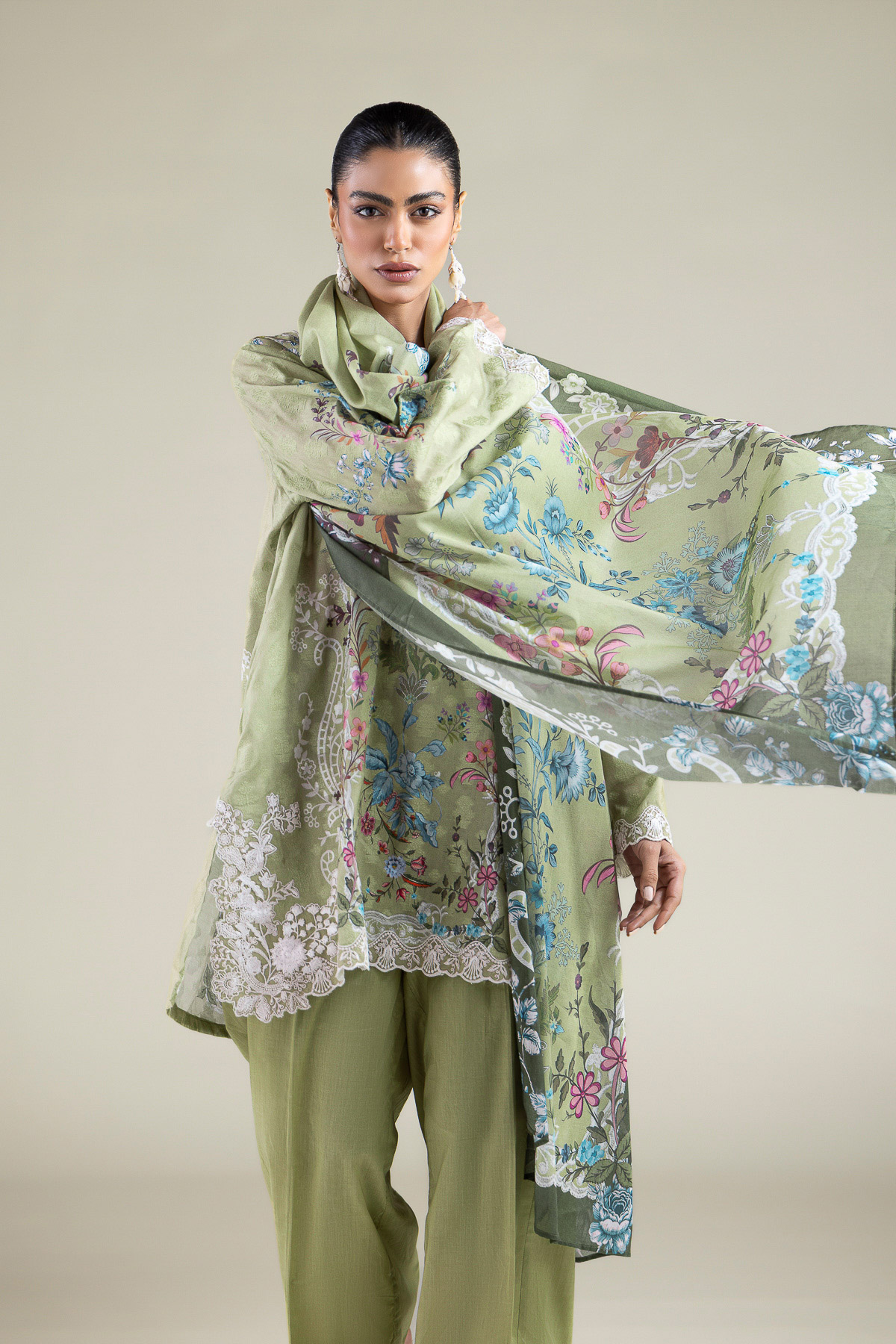 Embroidered Broshia Fabrics 3 Piece - T-A33-26-207FD1-VG
