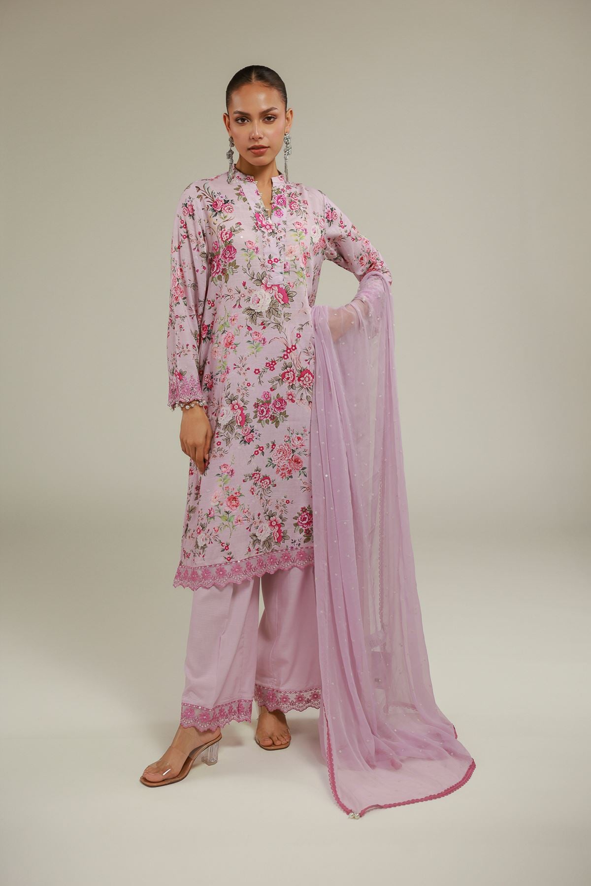 Embroidered Raw Silk Embroidered Lace Pants - 2-26-102-A-D-VG