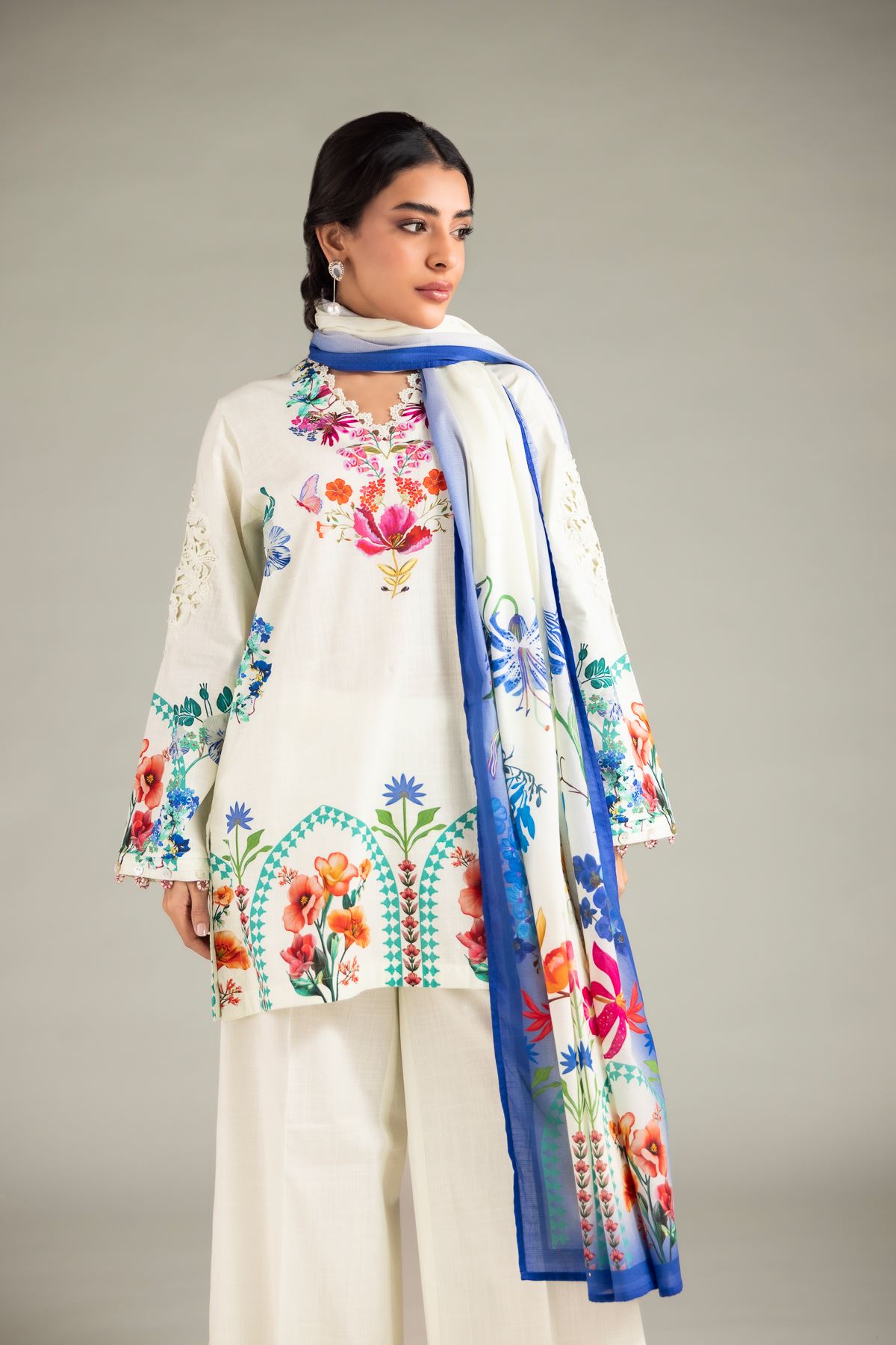 Printed Textured Lawn Dupatta - 1-26-130-A-H-VG