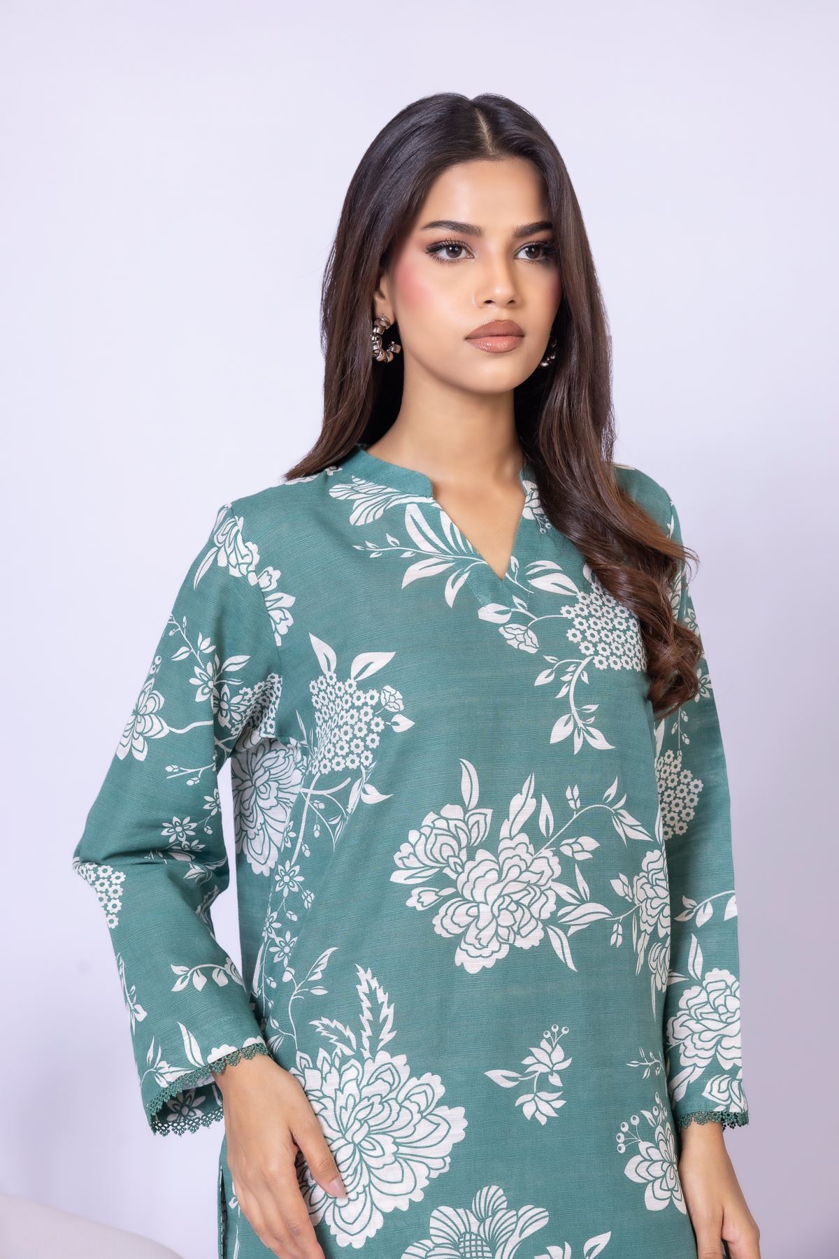 Printed Textured Cotton Kurta - 25-09-10E4-08TA-VG