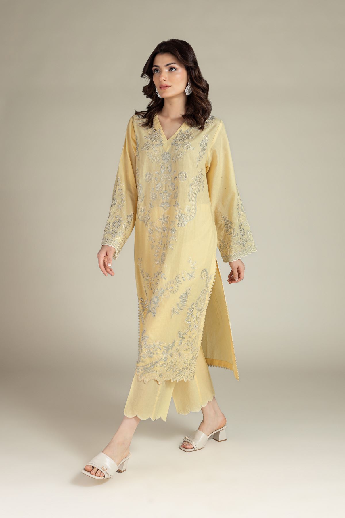 Embroidered Cambric Fabrics 2 Piece | Top and Bottom - A112-26-102EB2-VG