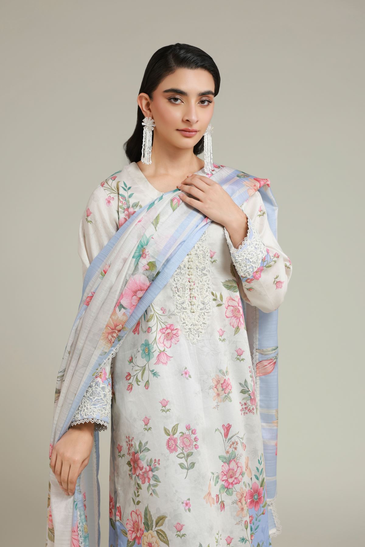Printed Satin Tailored 3 Piece - T-A22-26-107FA-VG