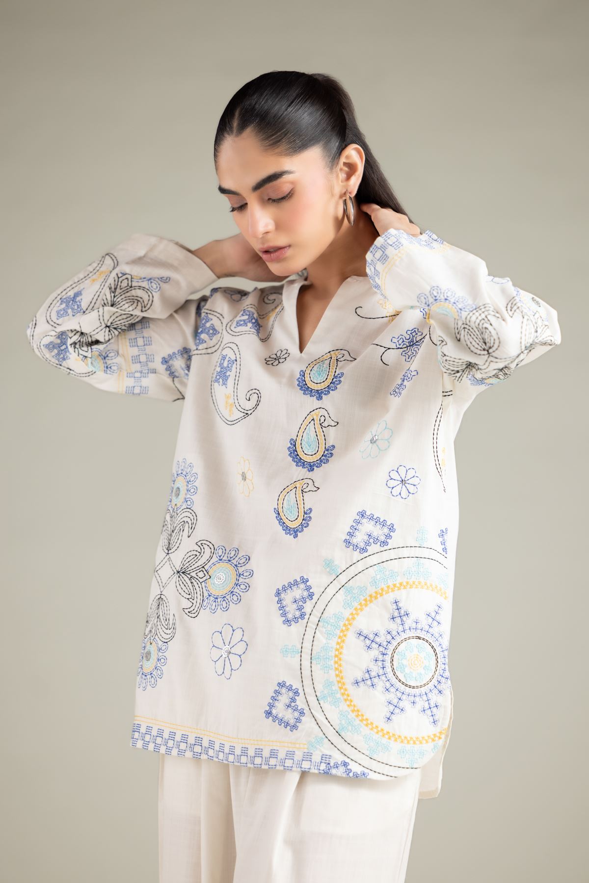 Textured Cotton Tunic - 6-26-101-A-F-VG