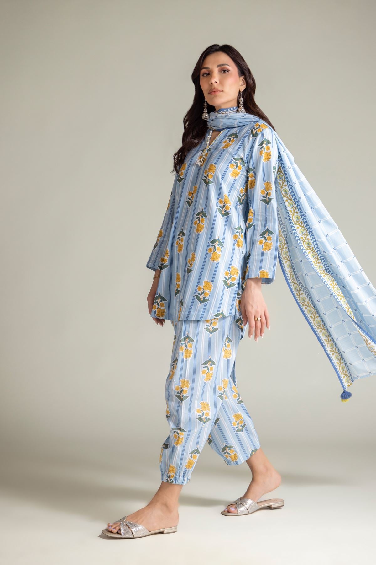 Embroidered Cambric Light Blue Shalwar - 1-26-139-A-G-VG