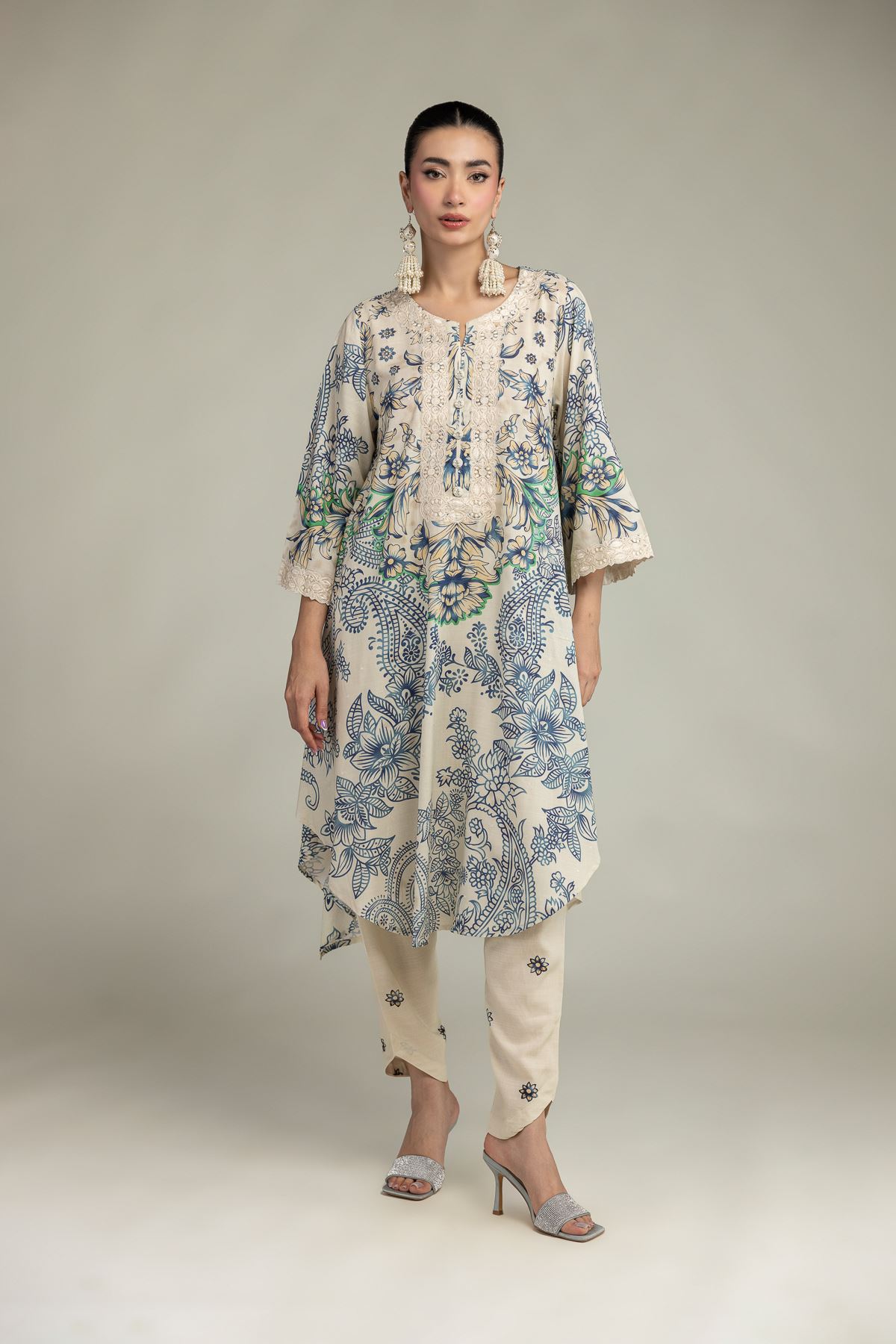 Embroidered Raw Silk Floral Silk Shalwar - 2-26-207-A-C1-VG