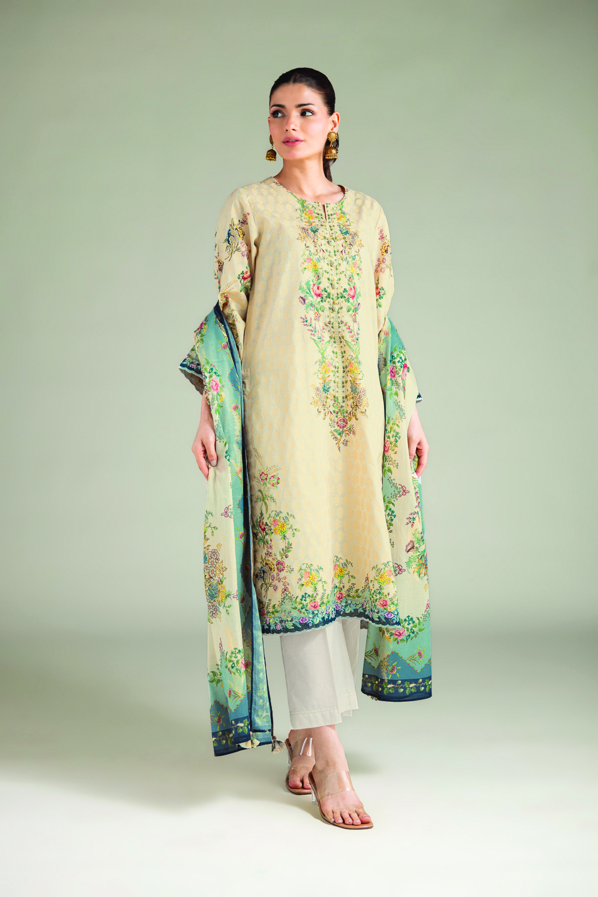 Embroidered Jacquard Fabrics 3 Piece - A22-26-214FH1-VG