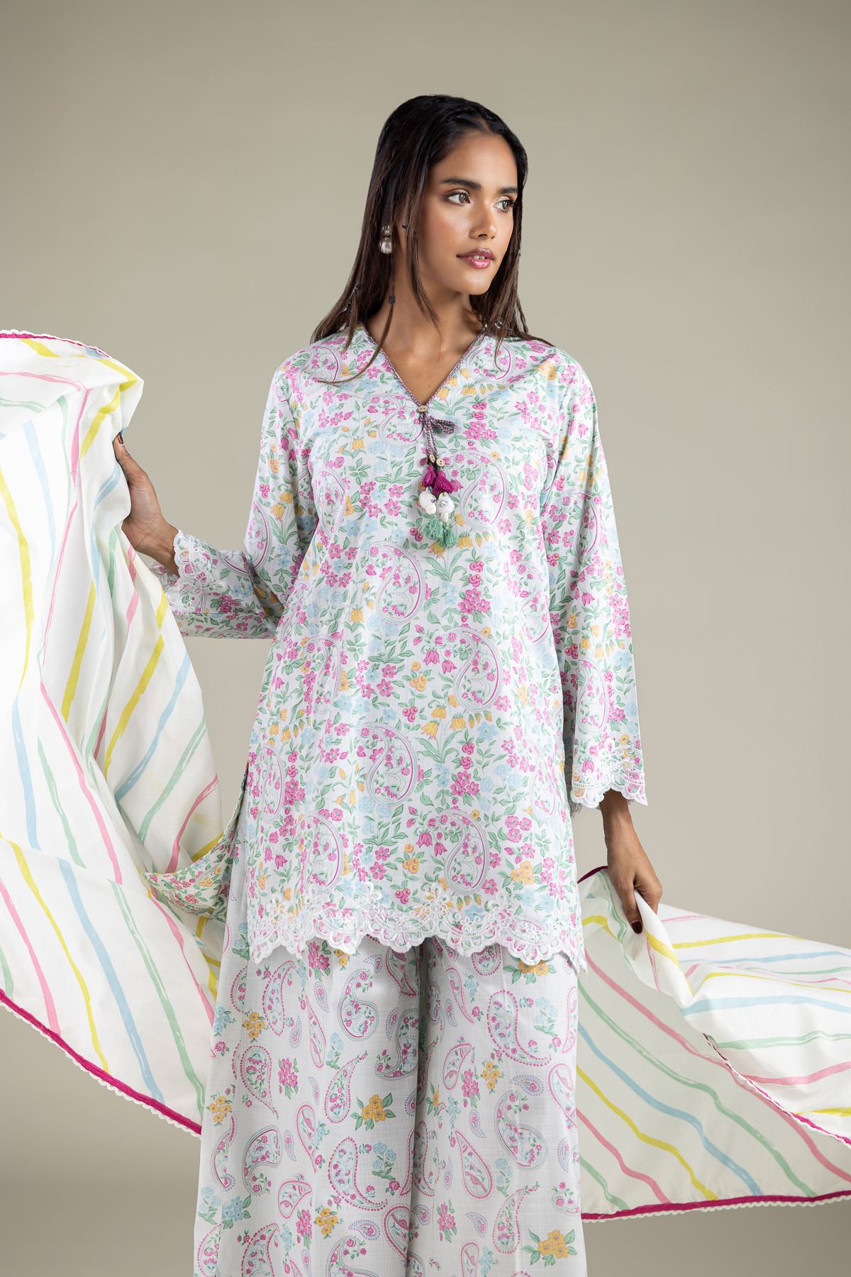 Embroidered Textured Cotton Kurta - 1-26-119-A-A-VG