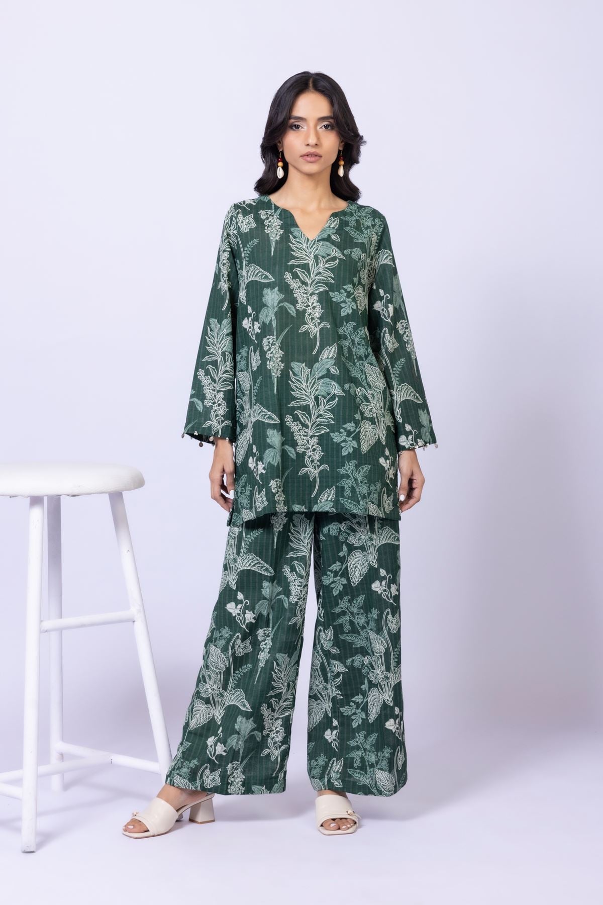 Printed Textured Cotton Kurta - 25-10-11E4-04TB-VG