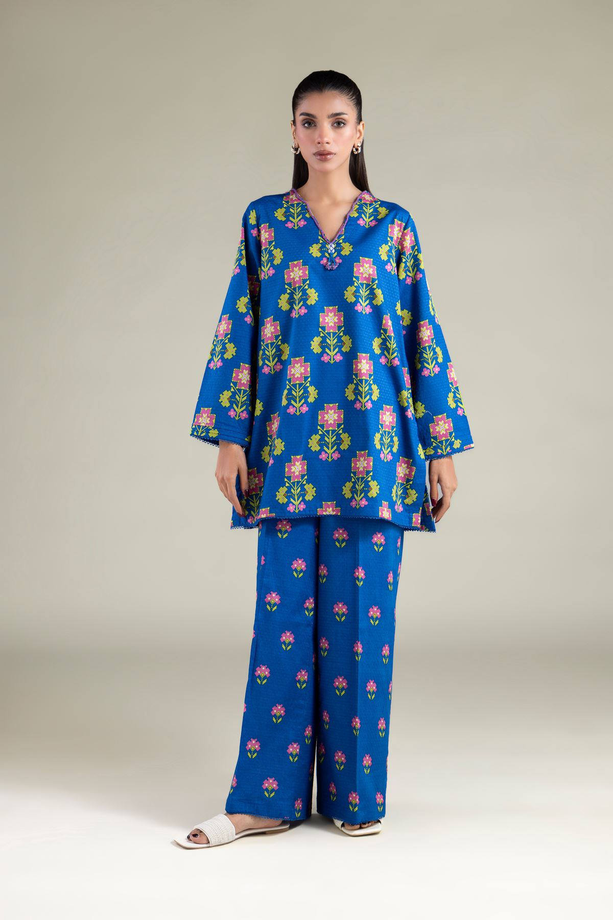 Printed Cotton Dobby Kurta - 1-26-143-A-F-VG