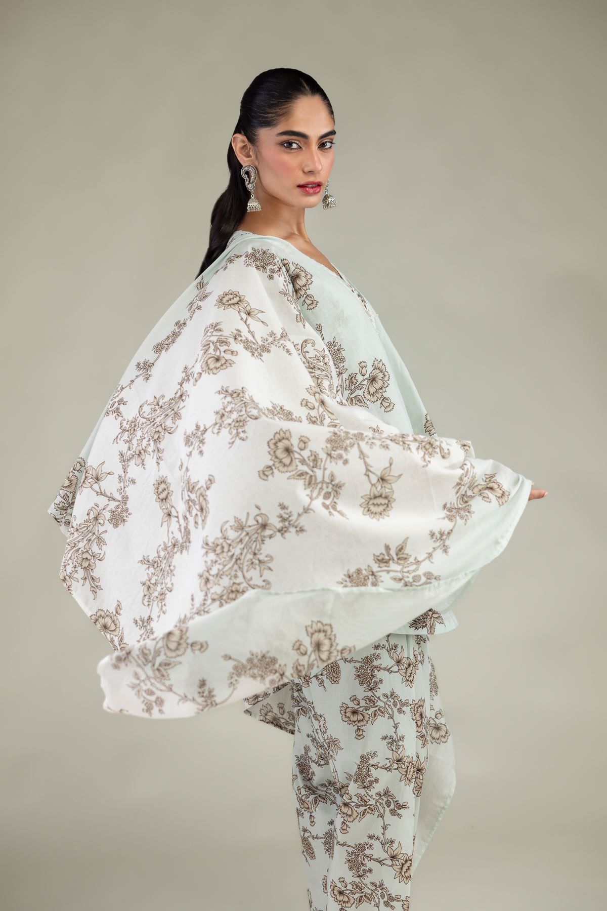 Embroidered Lawn Mint Lawn Dupatta - 1-26-224-B-J1-VG