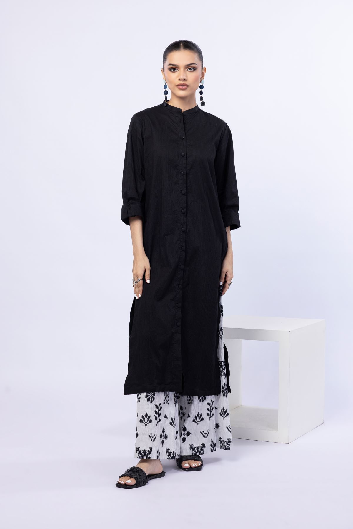 Dyed Ripple Crinkle Kurta - 25-04E43-01TB-VG