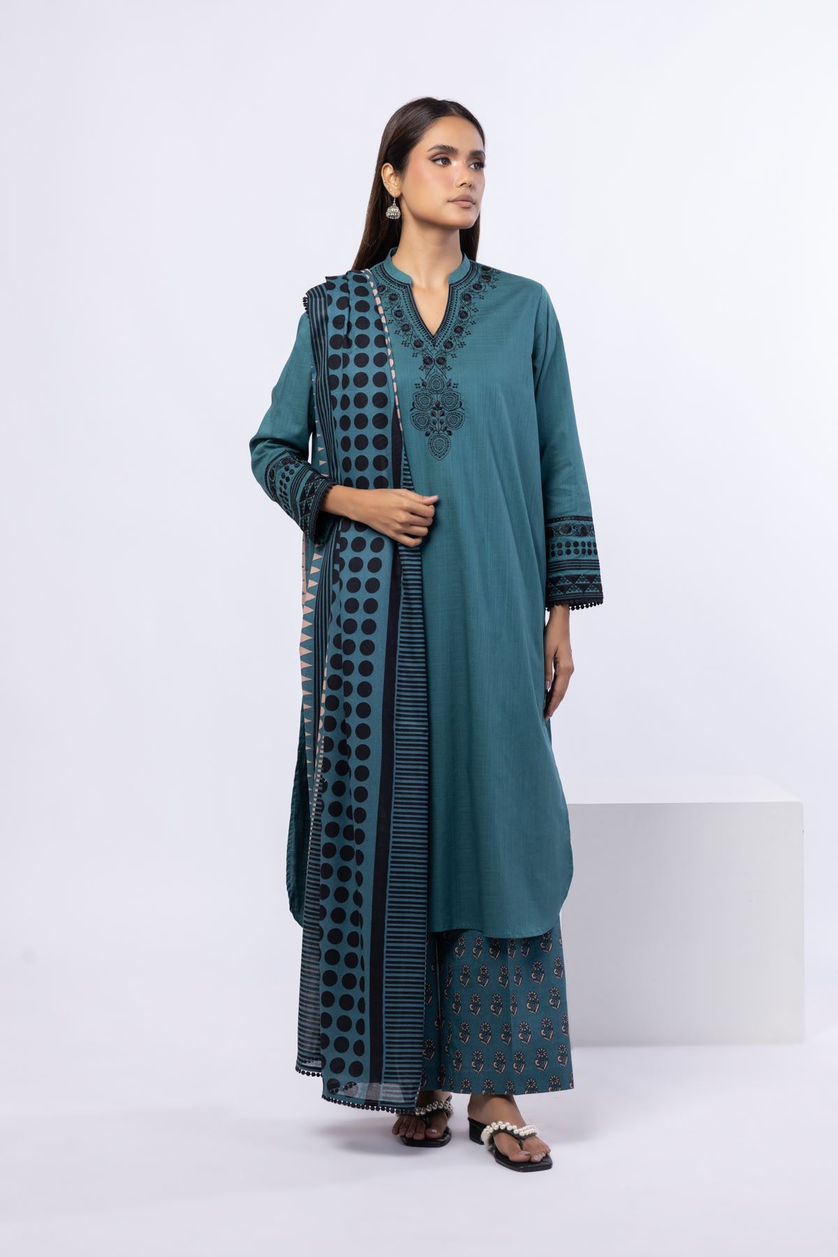 Printed Slub Lawn Dupatta - 25-07-7E5-07BB-VG