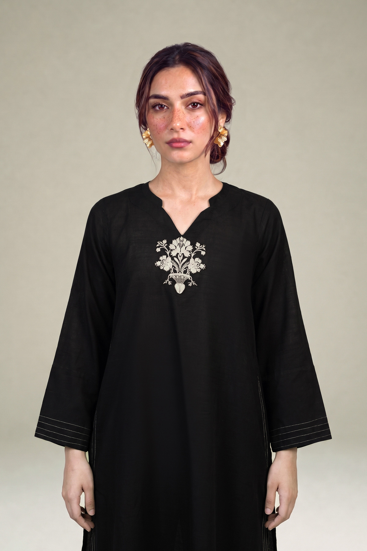 Embroidered Light Khaddar Fabrics 2 Piece | Top and Bottom - 2-26-308-A-G1-VG