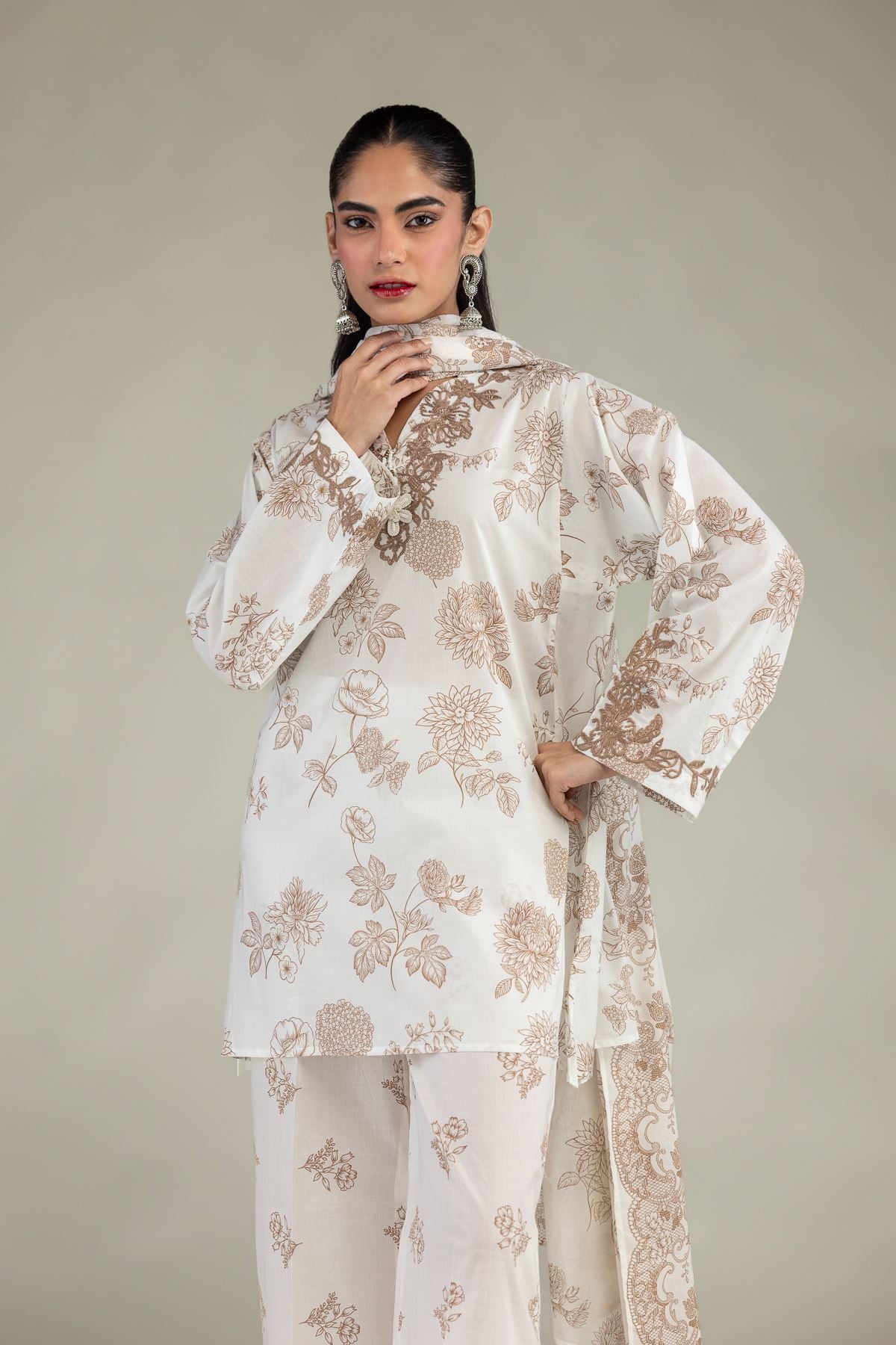Embroidered Cambric Floral Cambric Kurta - 1-26-229-B-F1-VG