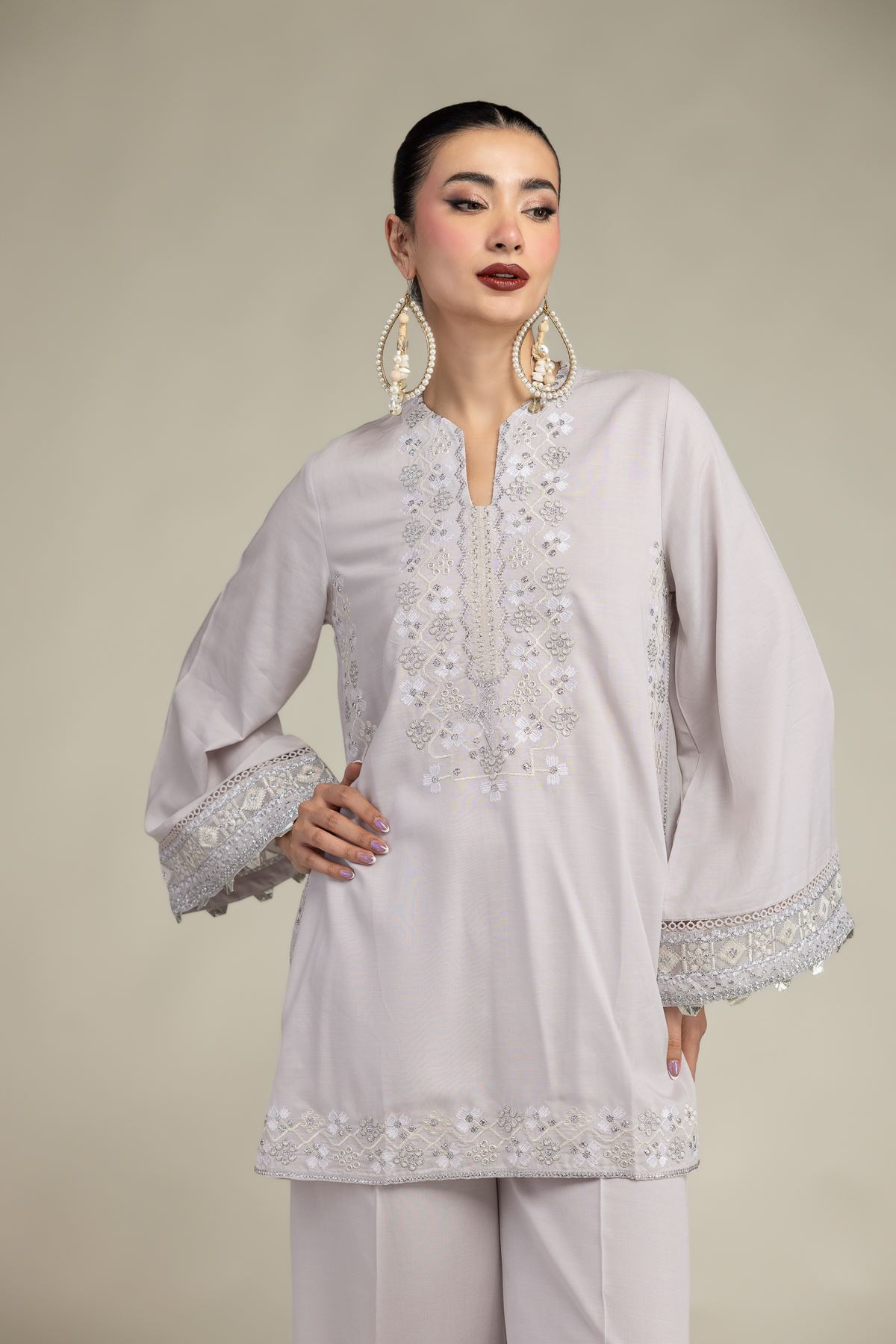 Embroidered Raw Silk Silk Threadwork Kurta - 1-26-231-A-C1-VG