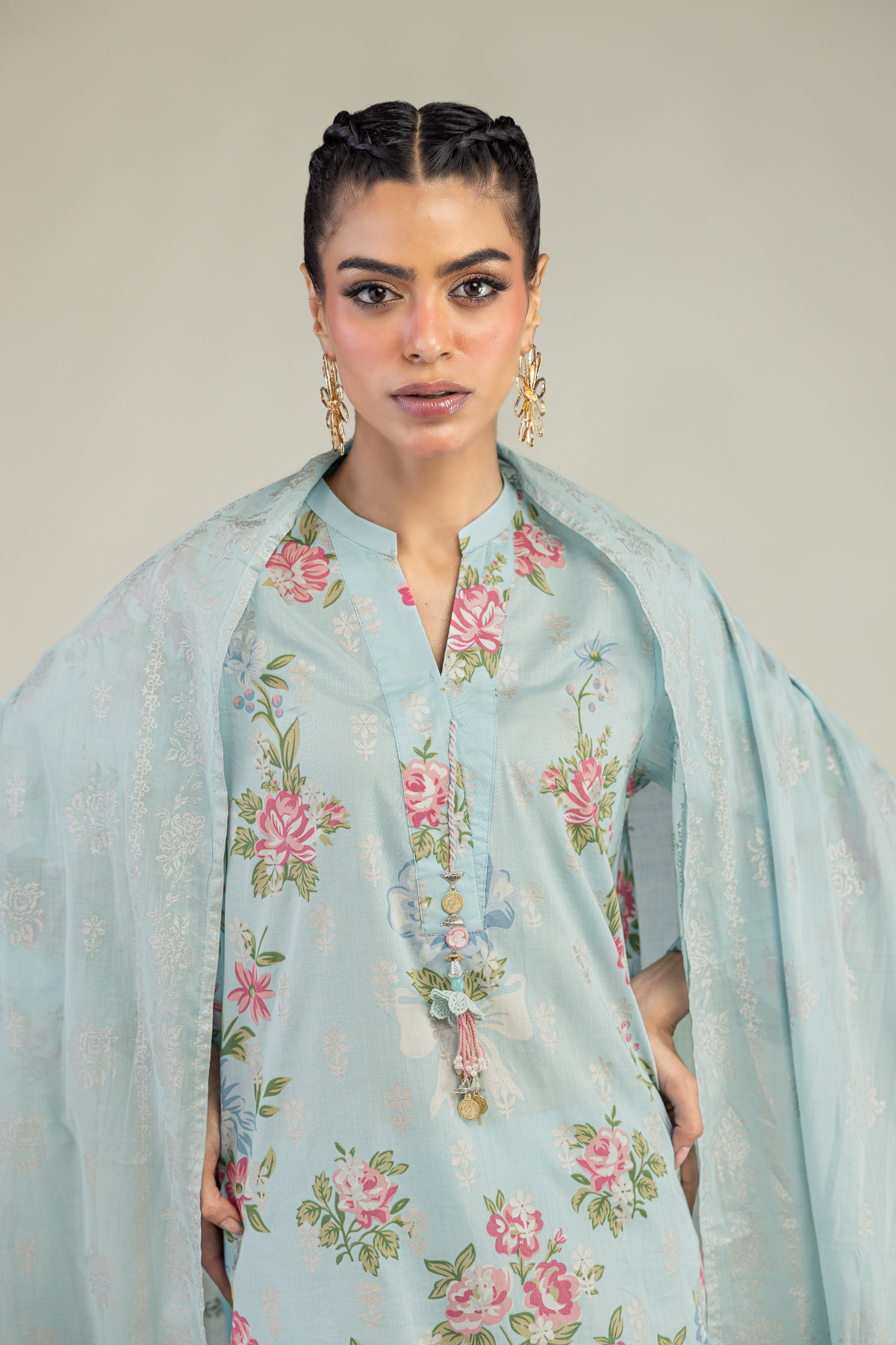 Printed Lawn Floral Lawn Dupatta - 1-26-240-A-I1-VG