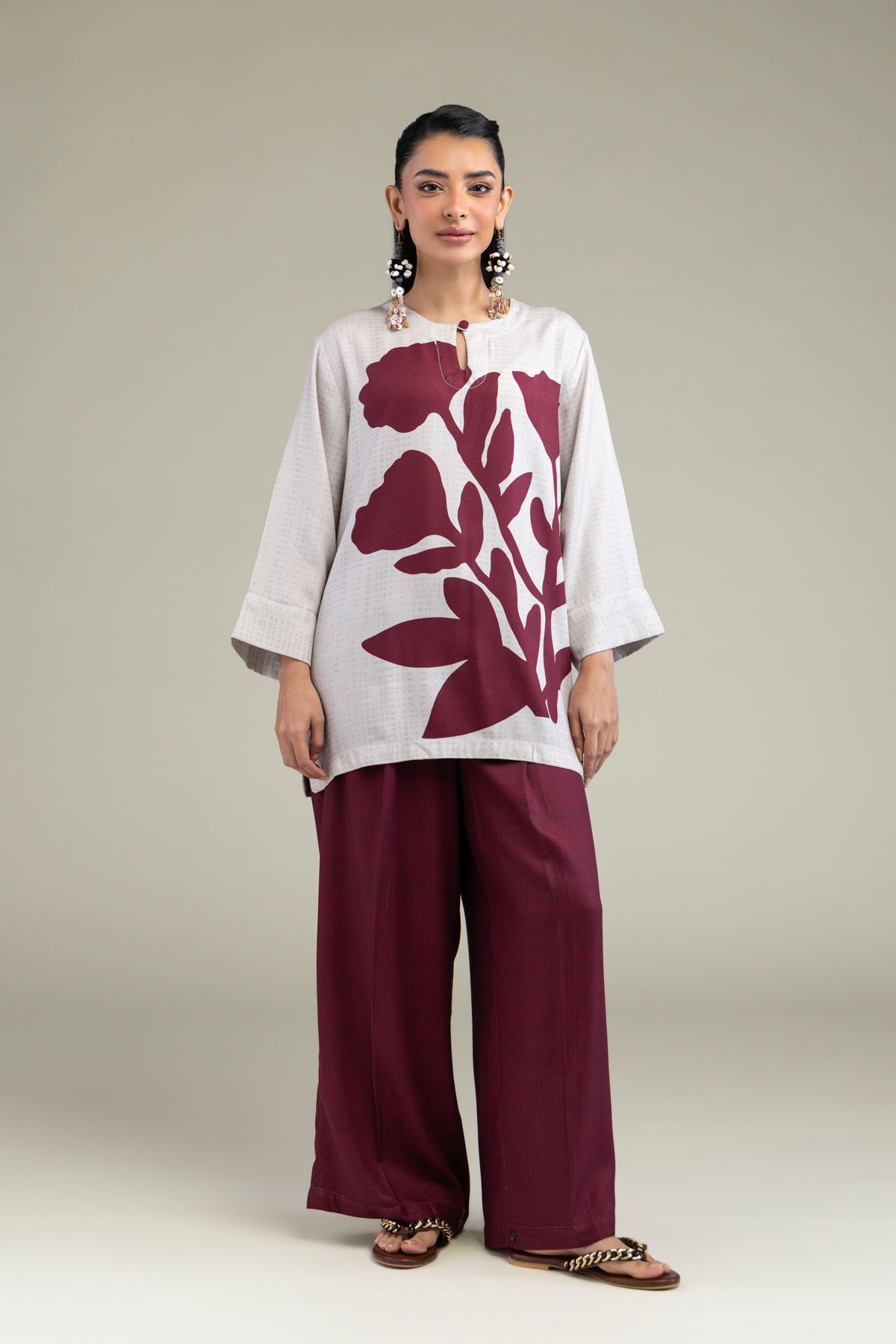 Printed Viscose Crepe Viscose Solid Trousers - 6-26-206-B-A1-VG