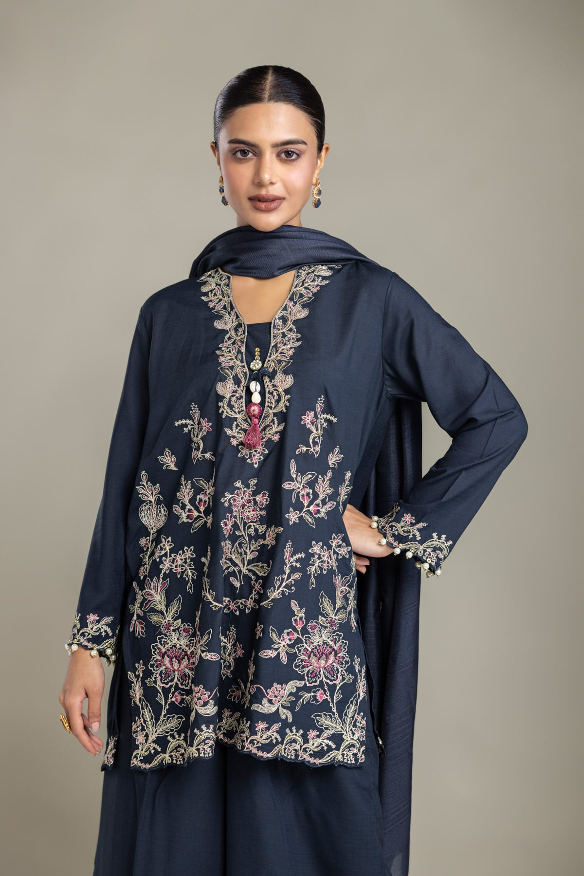 Embroidered Polyester Silk Polyester Silk Dupatta - 2-26-202-A-D-VG