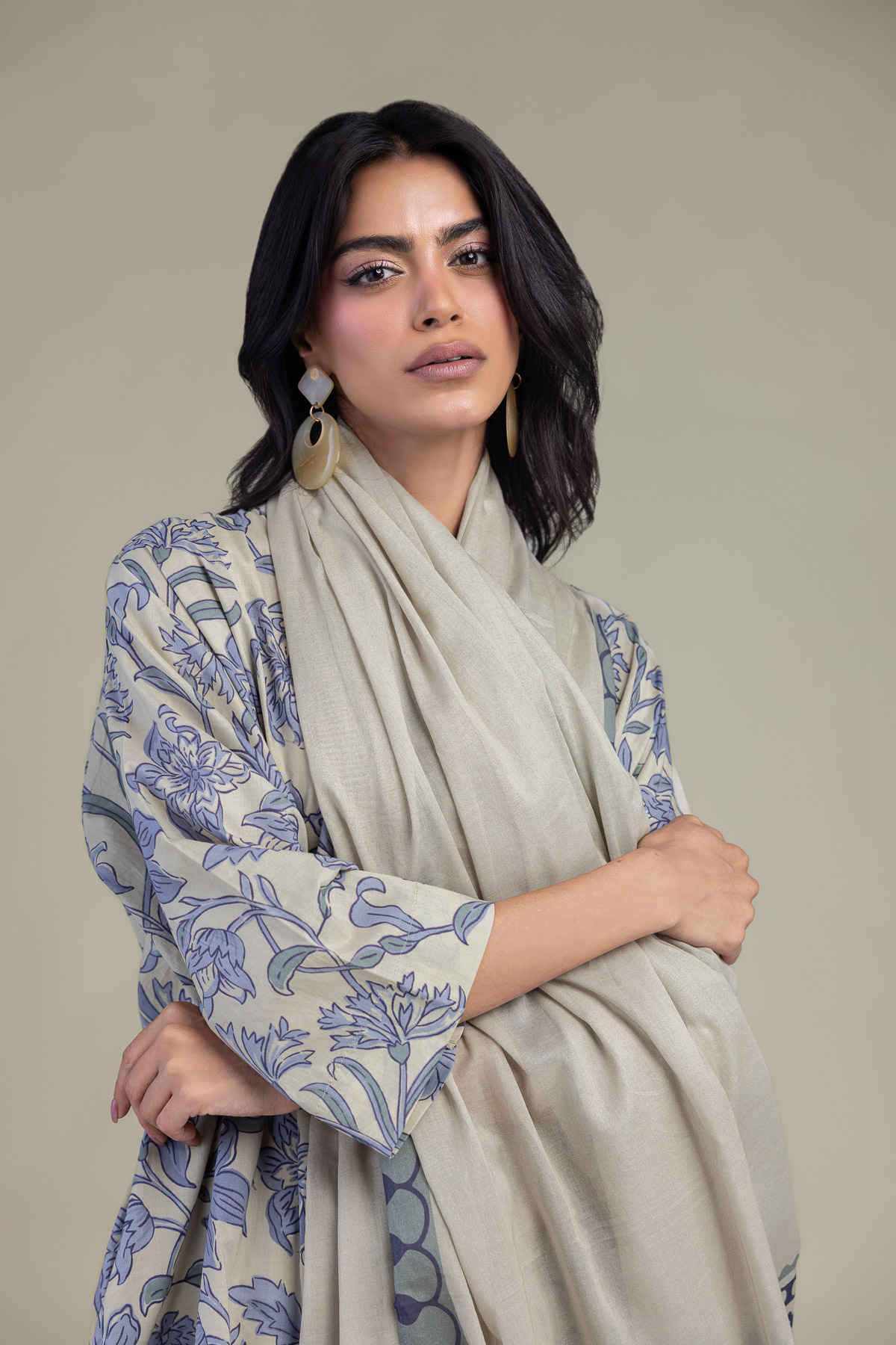 Printed Lawn Printed Cambric Dupatta - 1-26-102-A-F-VG