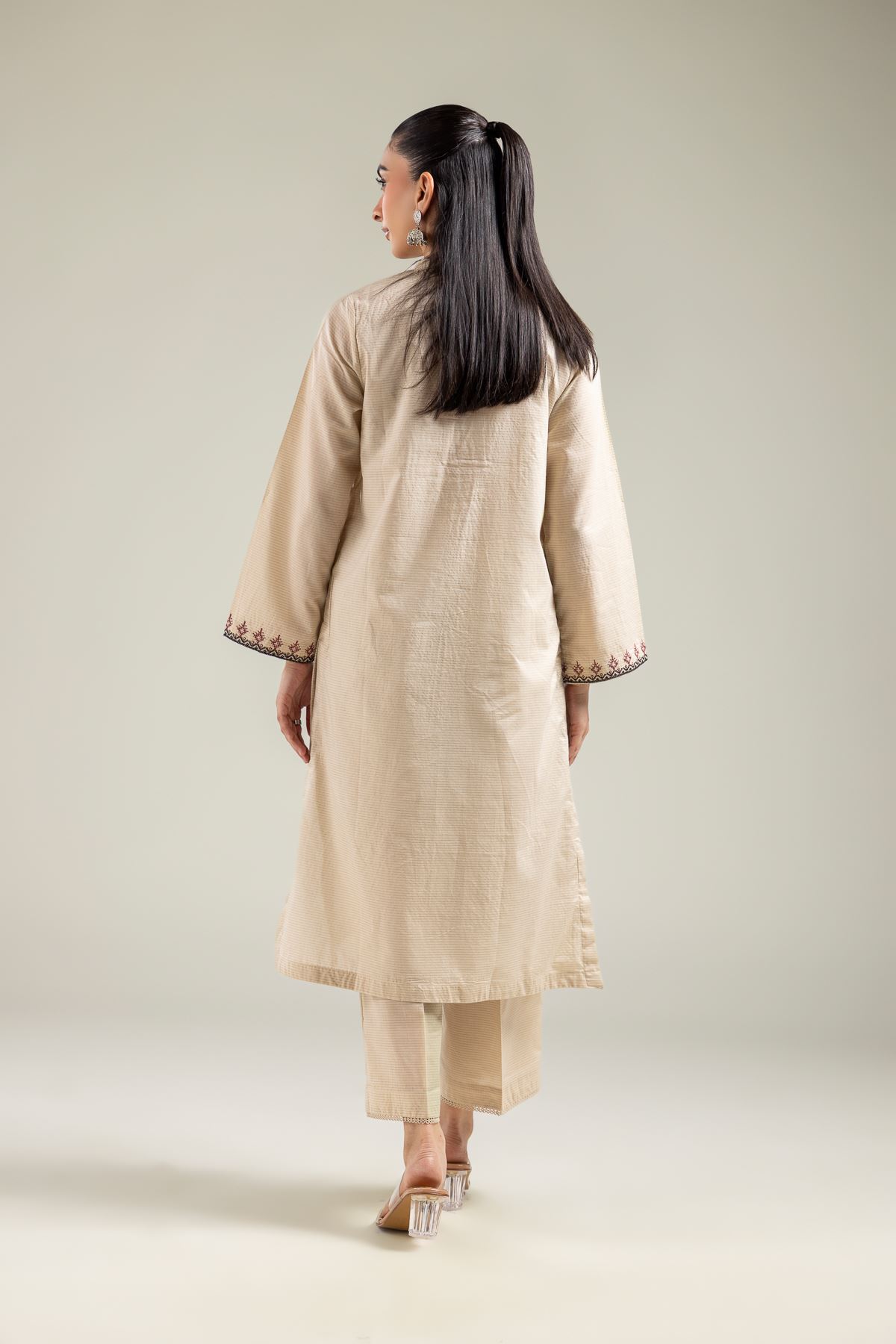 Embroidered Mesuri Floral Beige Kurta - 1-26-142-A-E-VG