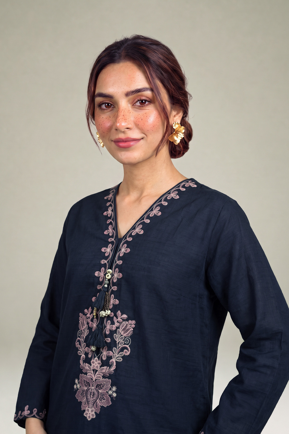 Embroidered Light Khaddar Fabrics 2 Piece | Top and Bottom - 1-26-457-A-C2-VG