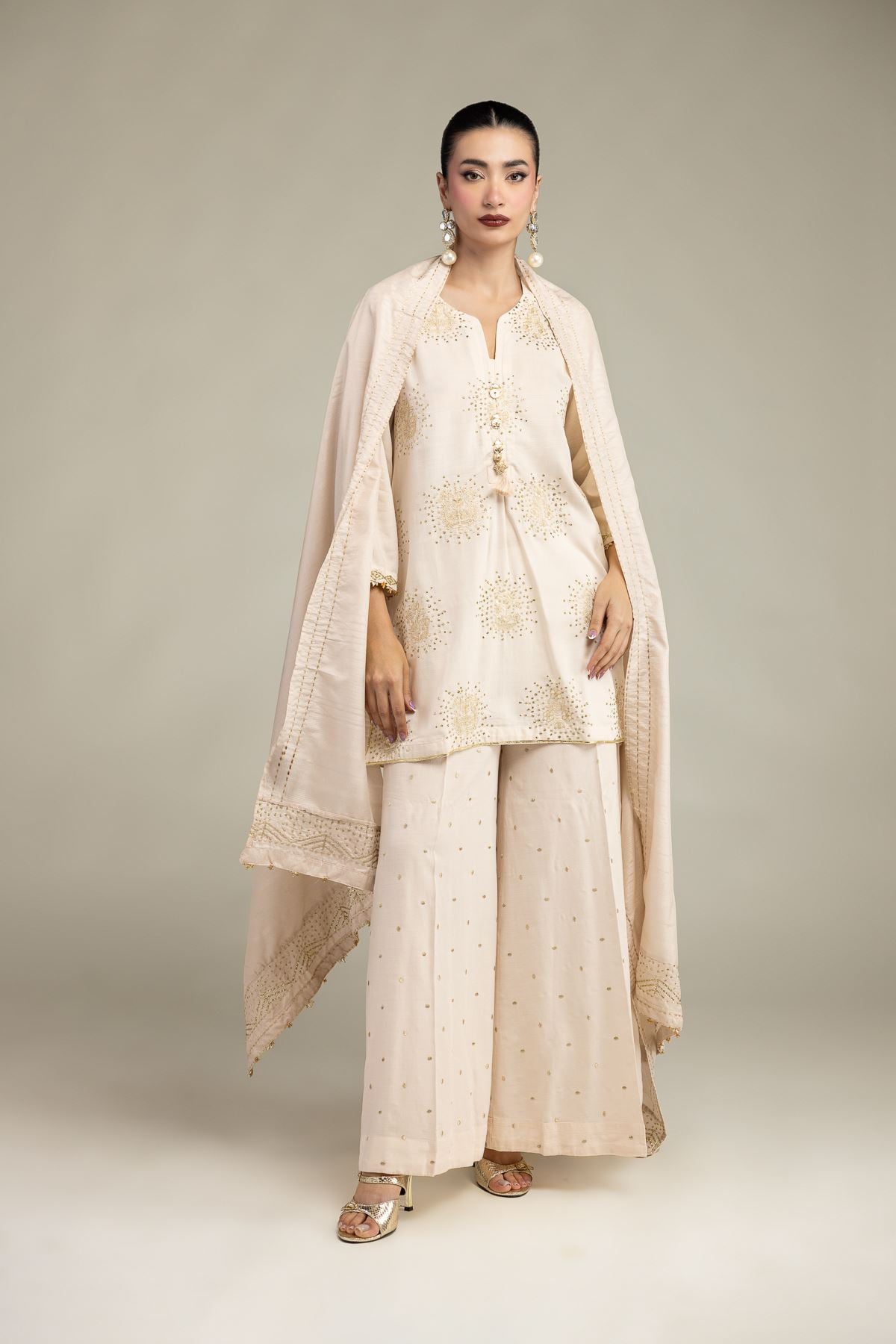 Embroidered Raw Silk Raw Silk Pants - 2-26-212-A-H1-VG