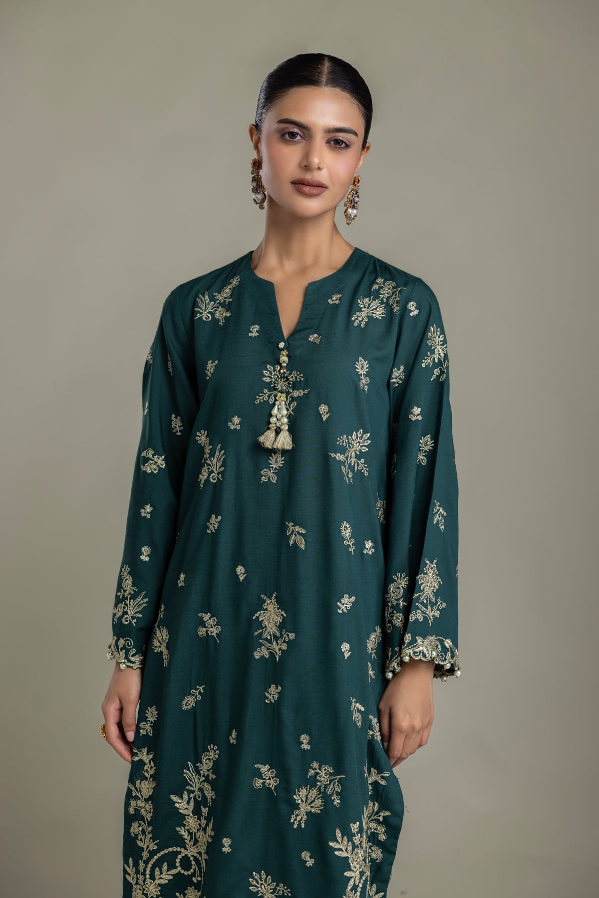 Embroidered Raw Silk Raw Silk Kurta - 2-26-418-A-H1-VG