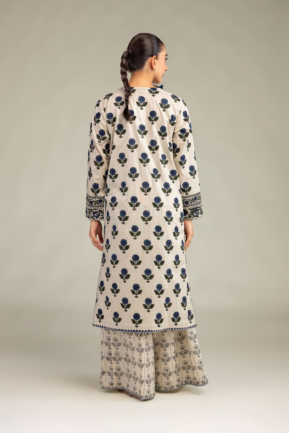 Printed Cambric Long Printed Kurta - 2-26-308-A-G1-VG