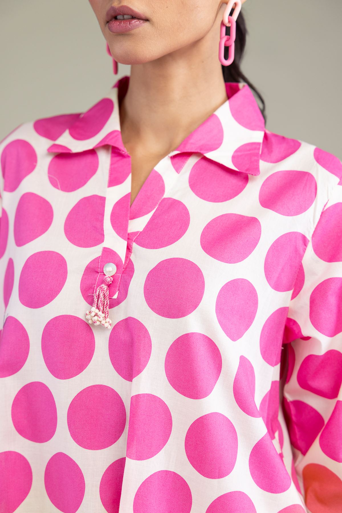 Printed Cambric V-Neck Cambric Kurta - 1-26-206-A-D1-VG