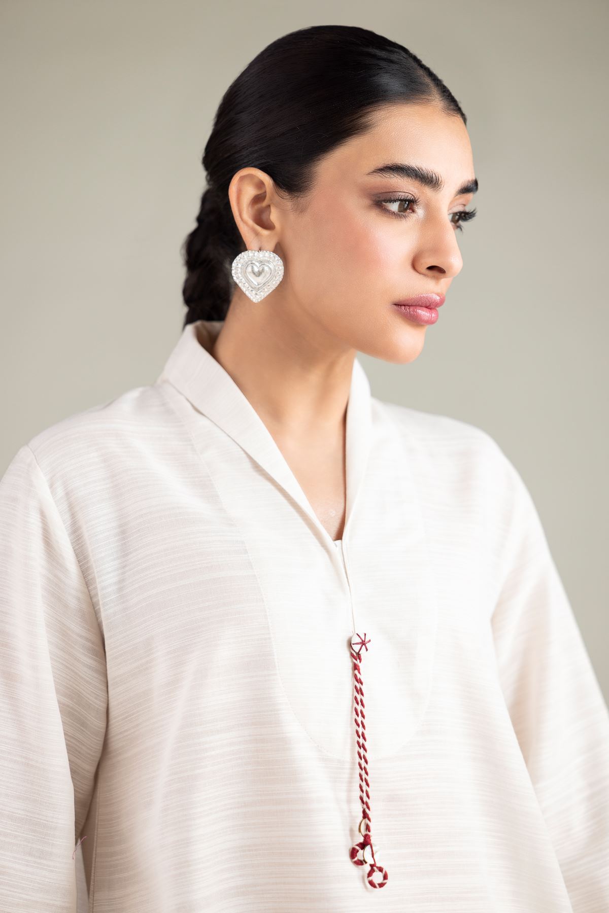 Dyed Textured Cotton Short Drawstring Kurta - 1-26-146-A-D-VG