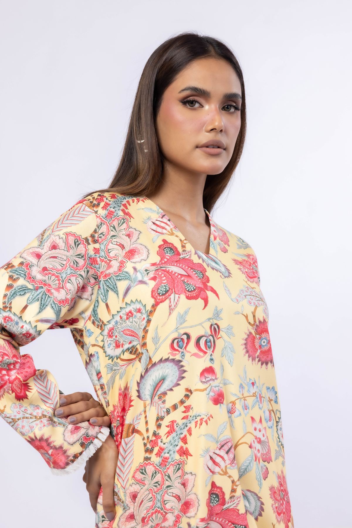 Printed Viscose Crepe Kurta - 25-04E48-07TA-VG