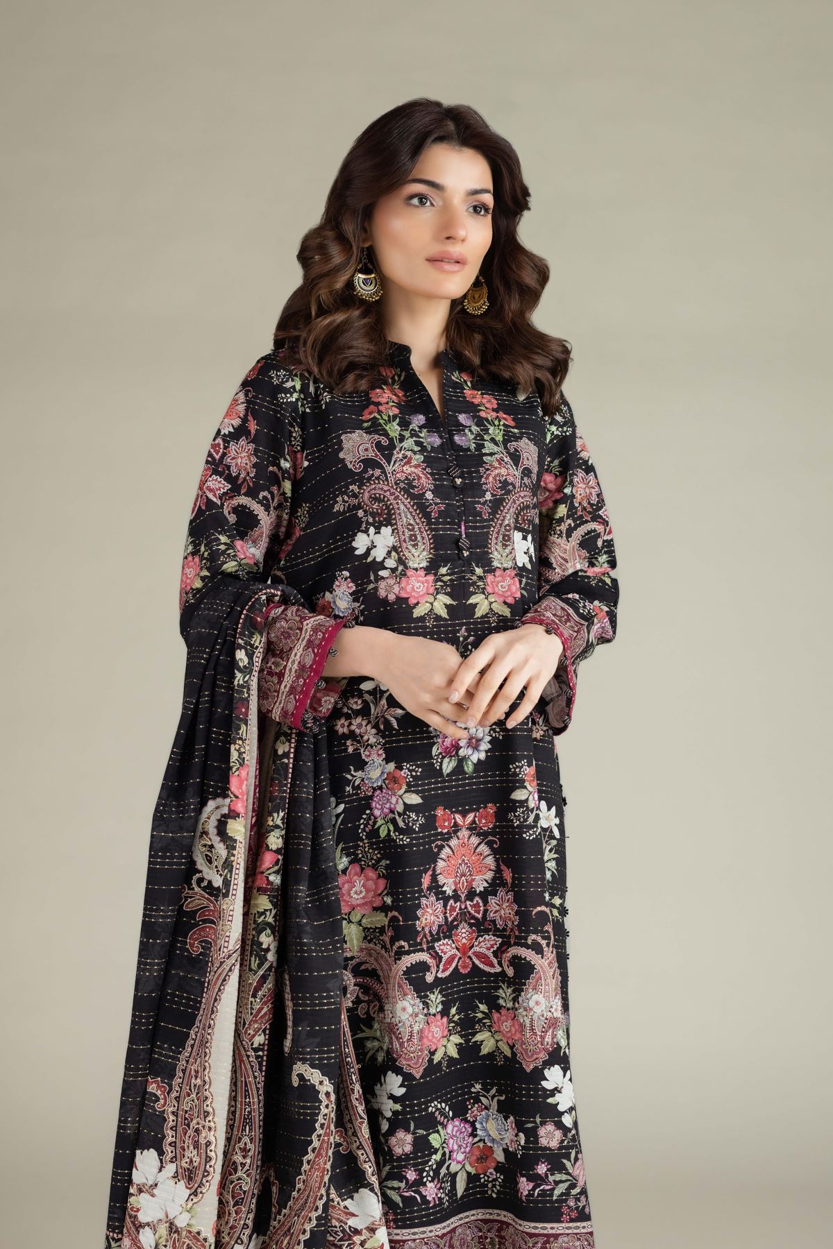 Printed Mesuri Dobby Fabrics 3 Piece - 1001940108