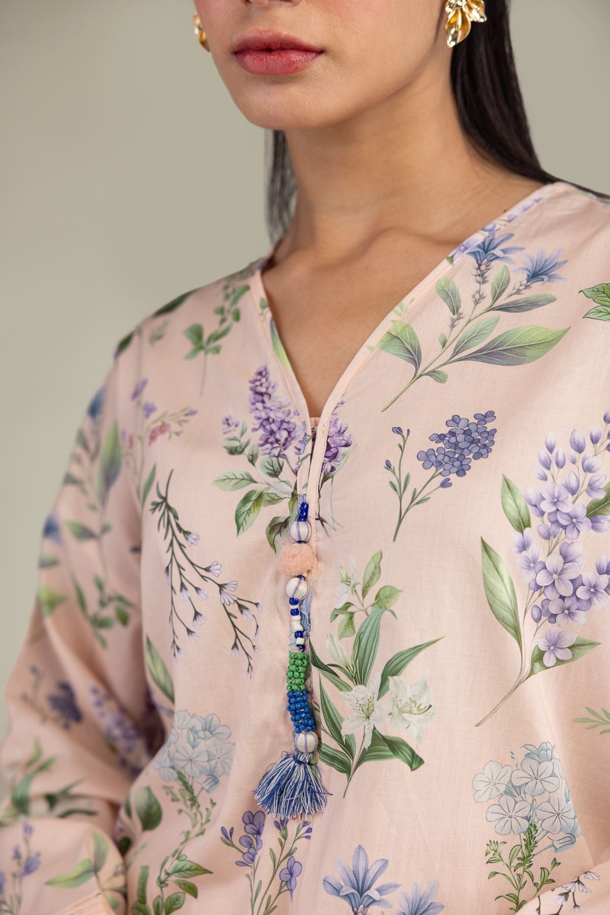 Printed Cotton Viscose Short Floral Kurta - 8-26-303-A-C1-VG