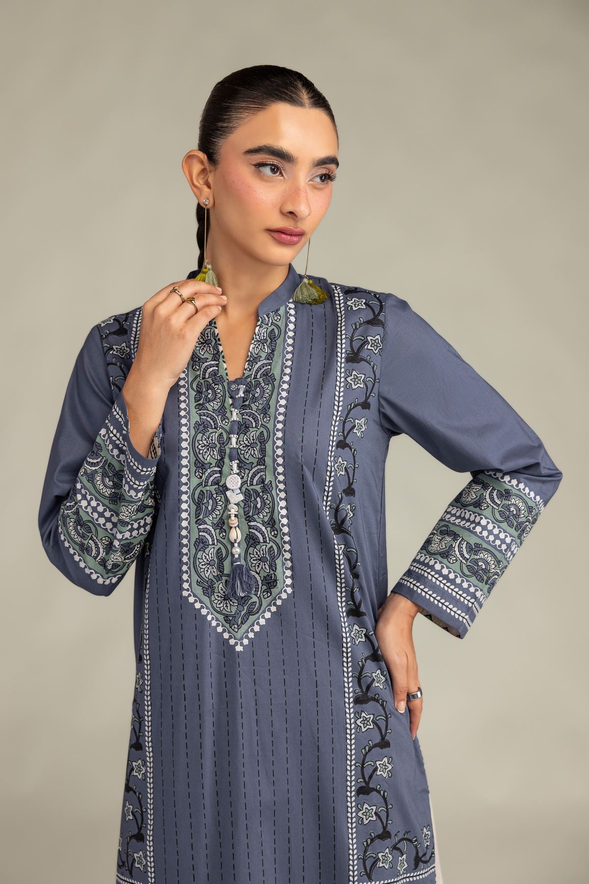 Printed Cambric Floral Cambric Kurta - 2-26-308-A-G1-VG