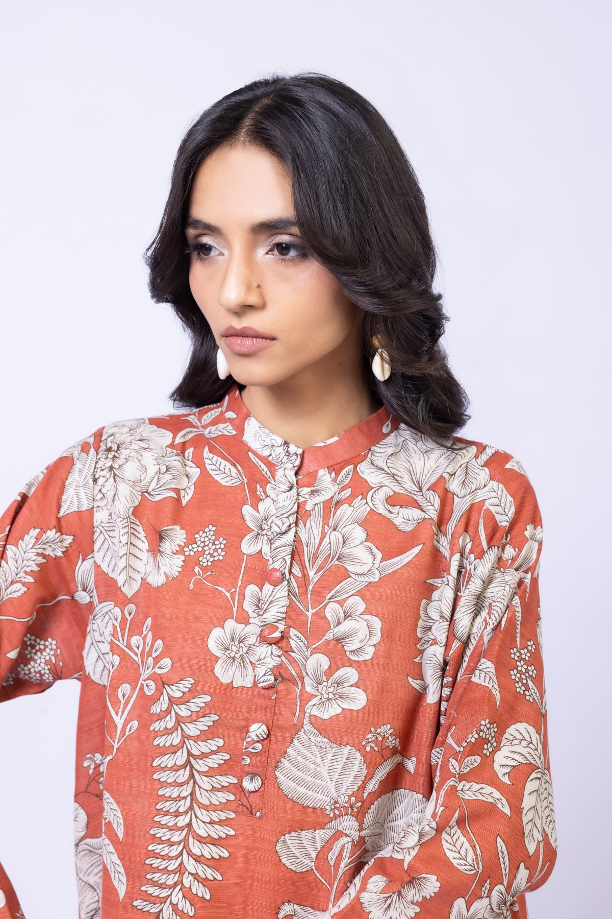 Printed Textured Cotton Kurta - 25-10-11E4-04TB-VG