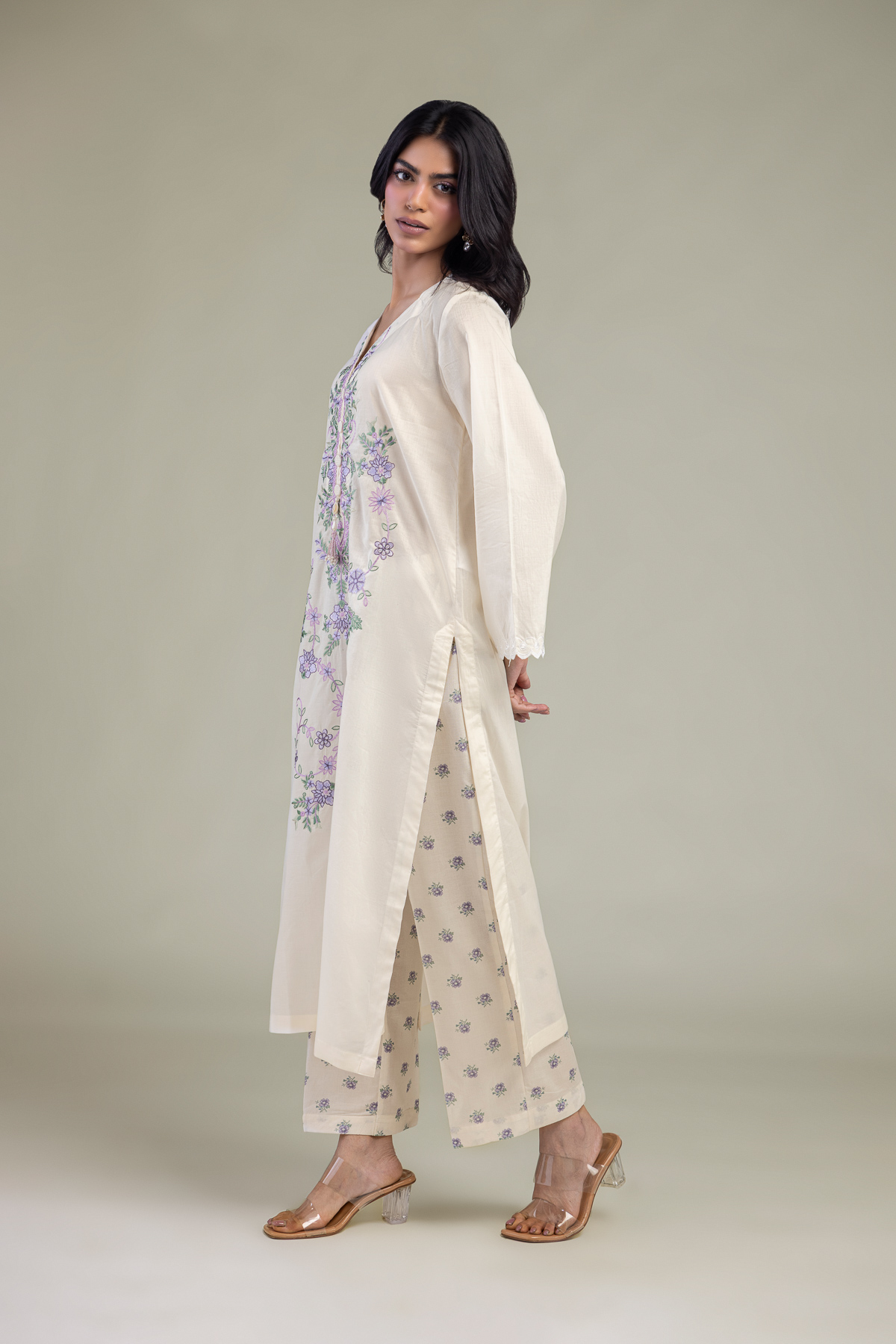 Embroidered Cambric Floral Cambric Pants - 1-26-311-C-D1-VG